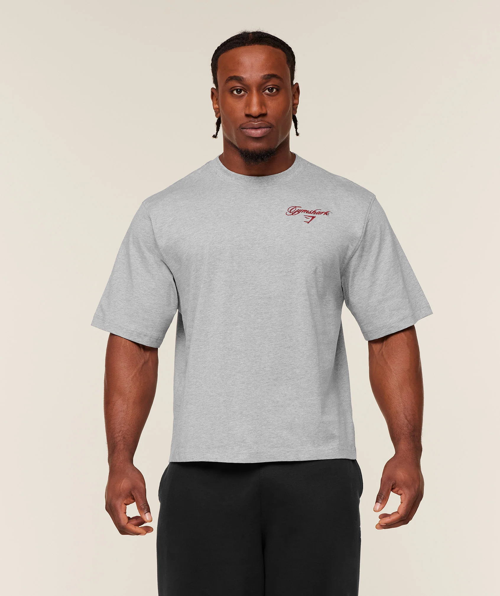 Gymshark Eagle Script Graphic T-Shirt - Light Grey Core Marl - Image 2