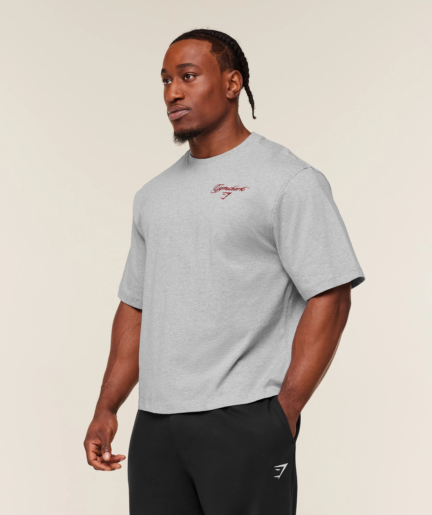 Gymshark Eagle Script Graphic T-Shirt - Light Grey Core Marl - Image 3
