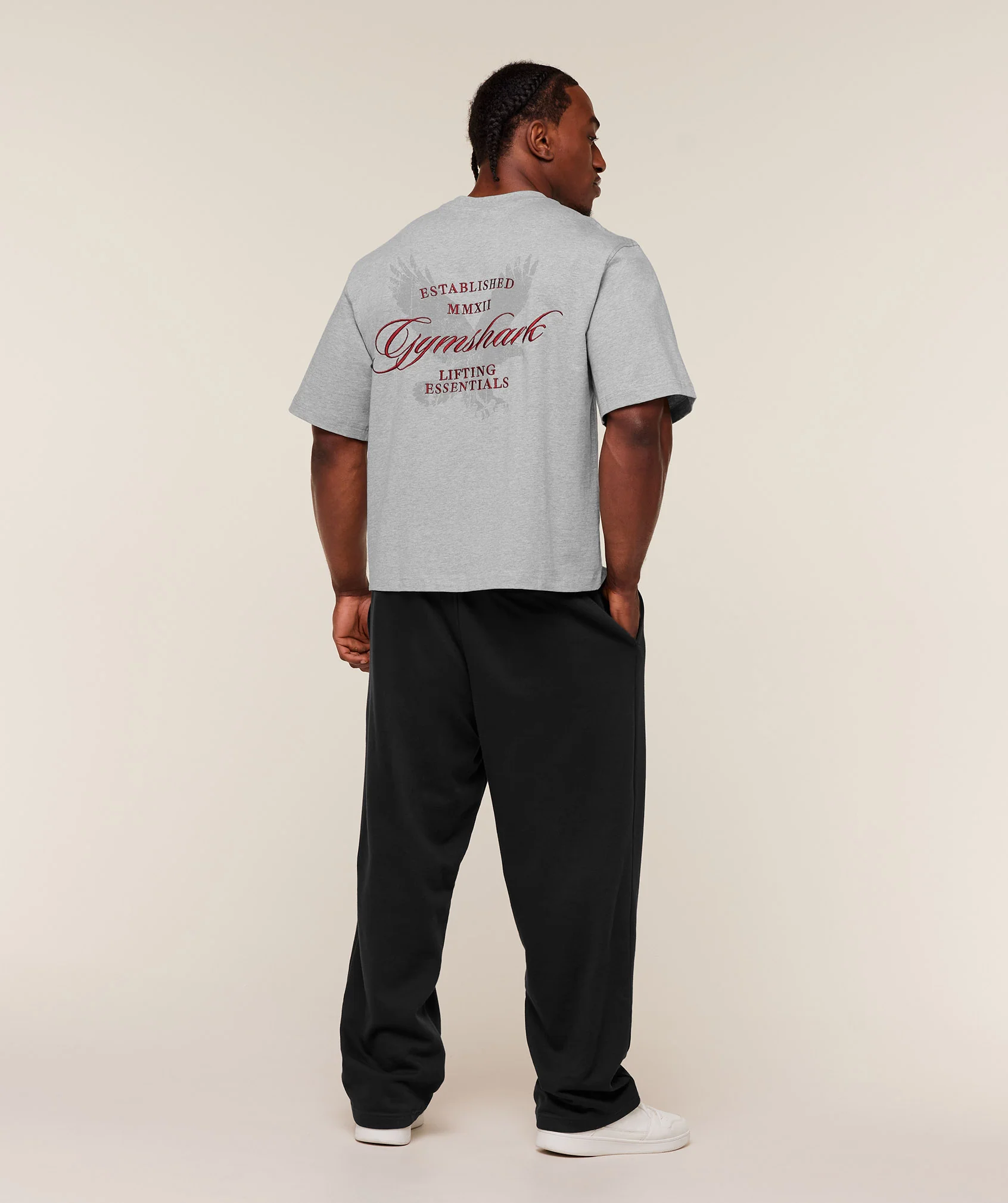 Gymshark Eagle Script Graphic T-Shirt - Light Grey Core Marl - Image 6