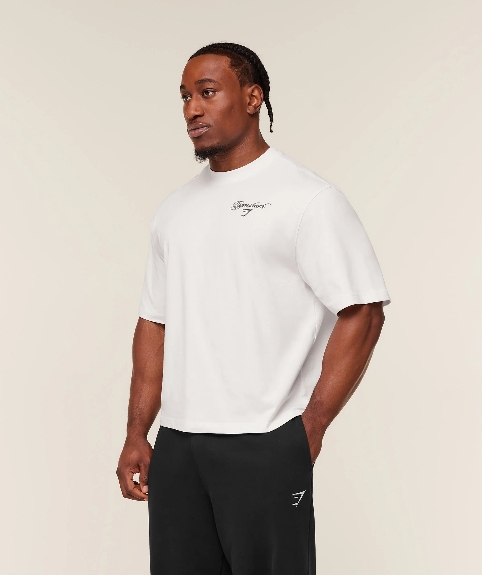 Gymshark Eagle Script Graphic T-Shirt - GS Soft White - Image 3
