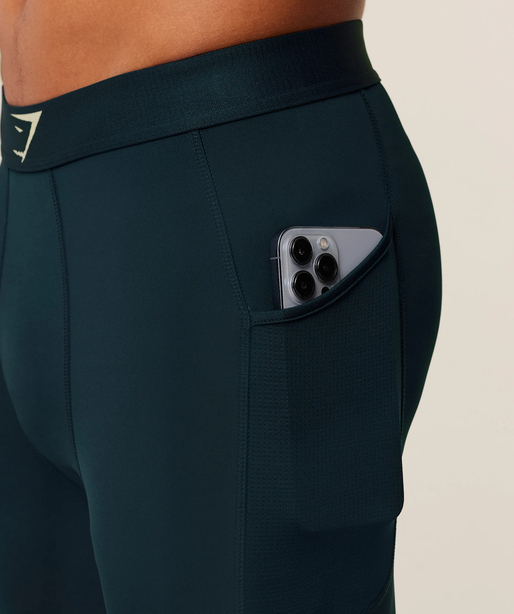 Gymshark Element Baselayer Half Tight - Deep Petrol Blue/Sorbet Yellow - Image 5