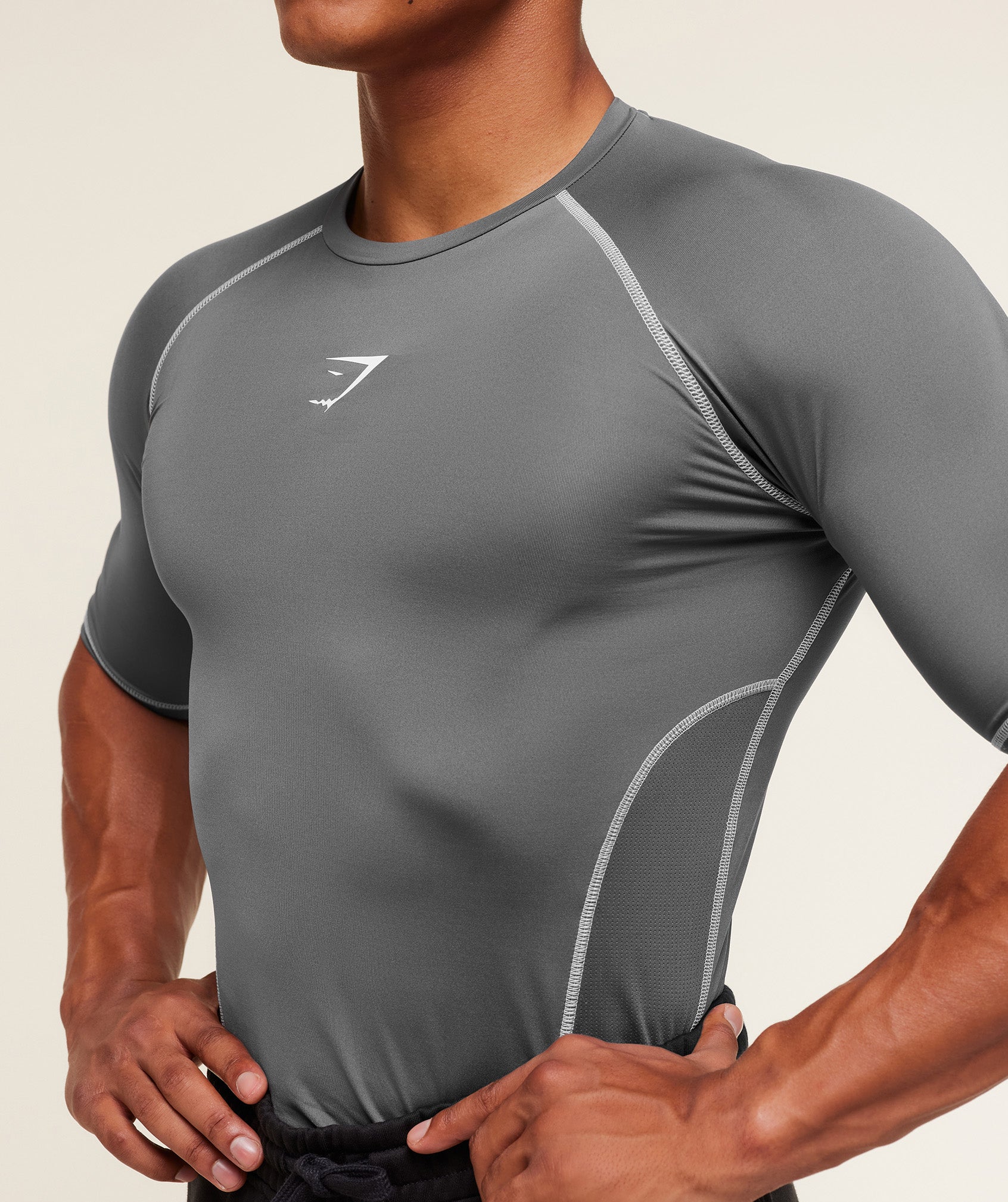 Gymshark Element Baselayer T-Shirt - Pitch Grey/White - Image 3
