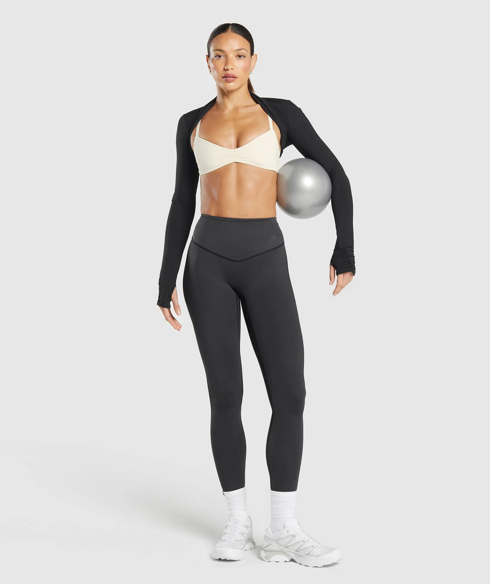 Gymshark Elevate Ruched Sports Bra - Oat White - Image 3