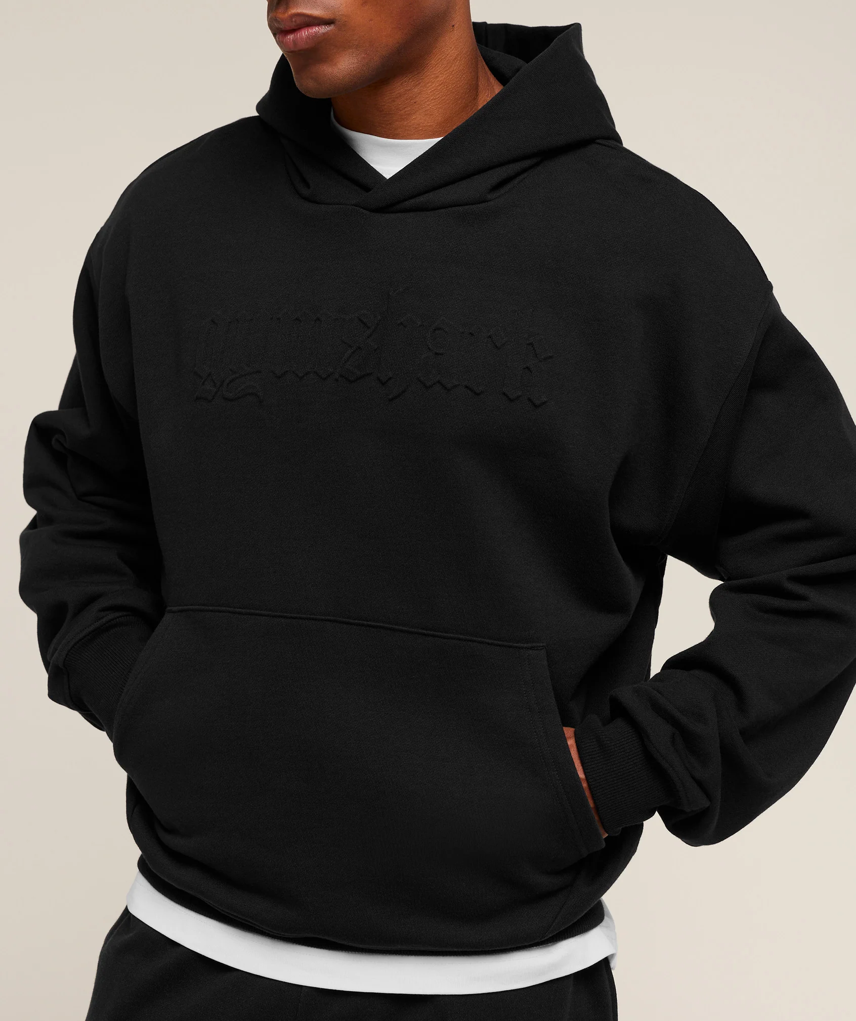 Gymshark Embossed Boxy Hoodie - Black - Image 4