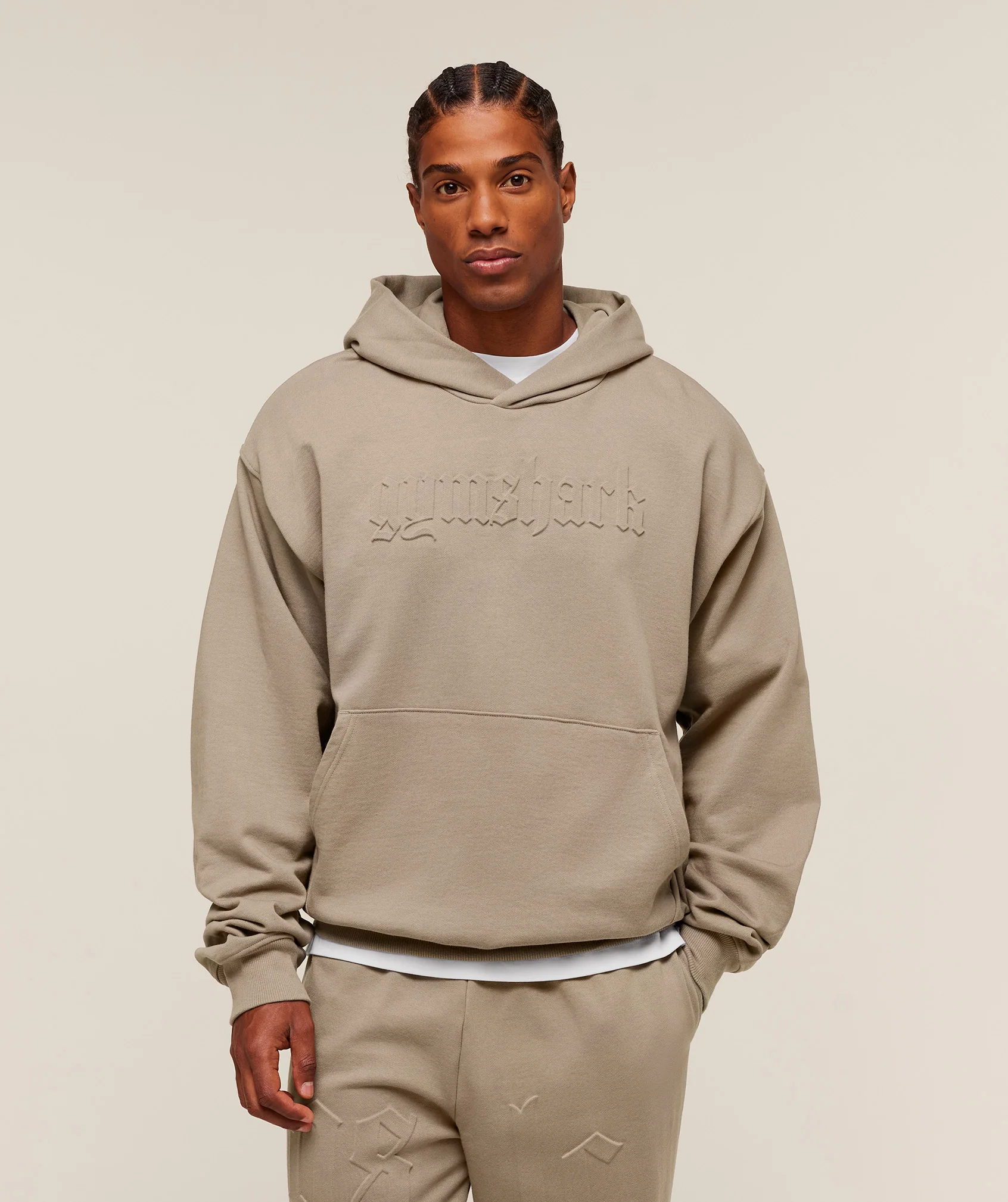 Gymshark Embossed Boxy Hoodie - Lifestyle Brown