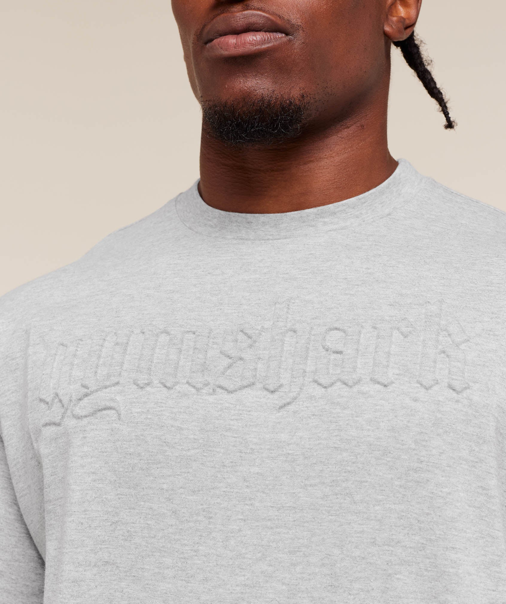Gymshark Embossed Boxy T-Shirt - Light Grey Core Marl - Image 5