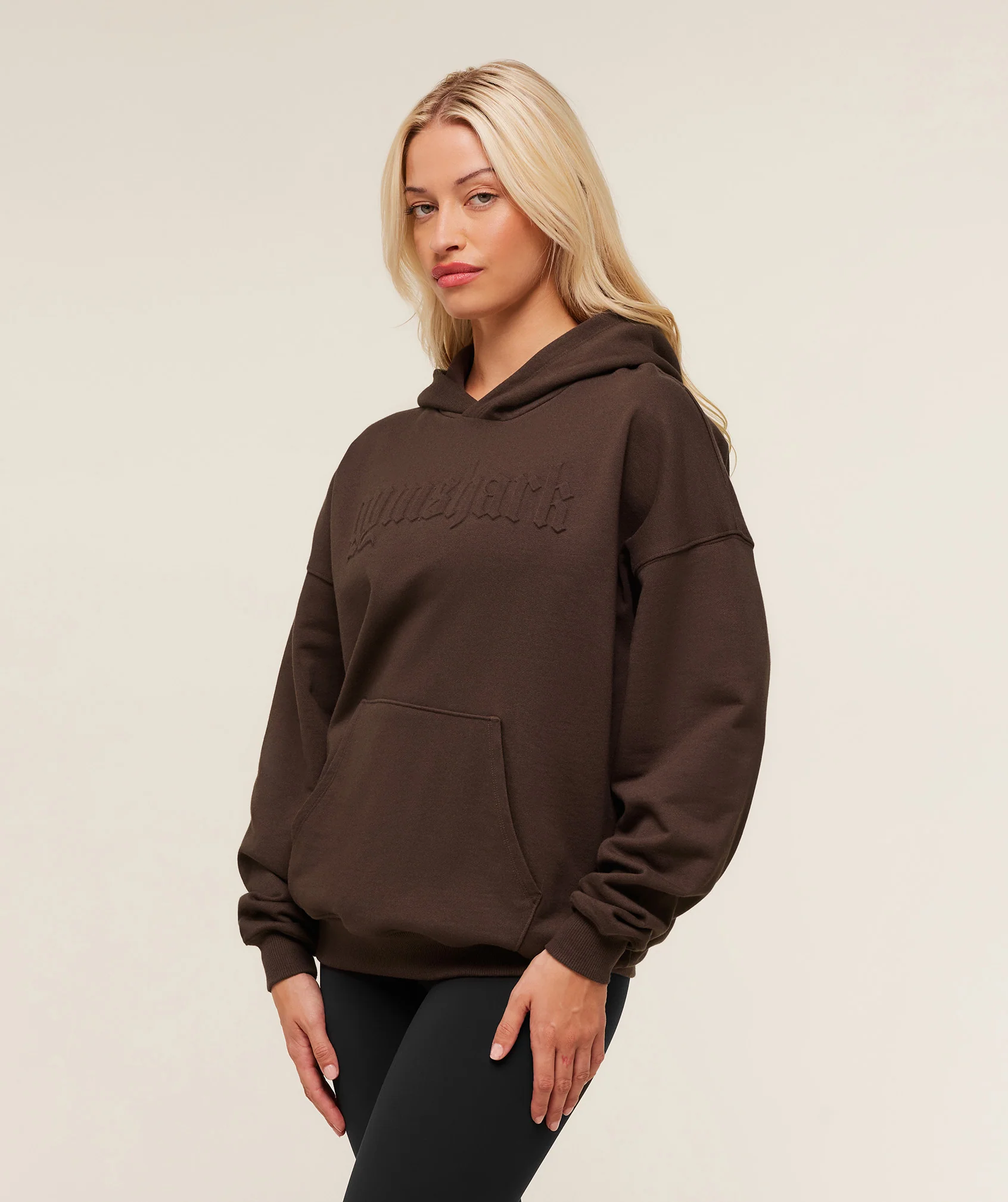 Gymshark Embossed Graphic Oversized Hoodie - Archive Brown - Image 3