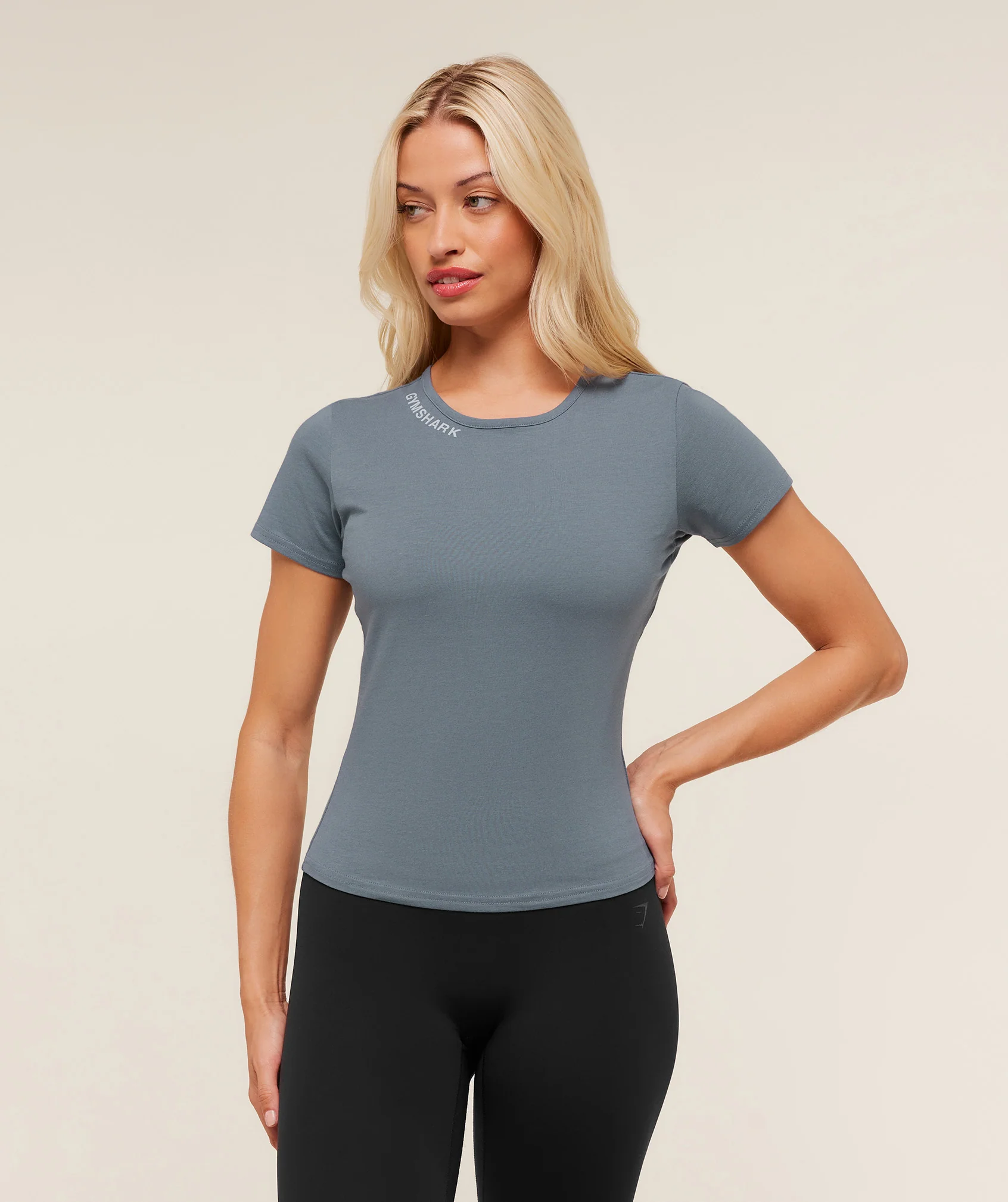Gymshark Wordmark Logo Crop Top - Iron Blue