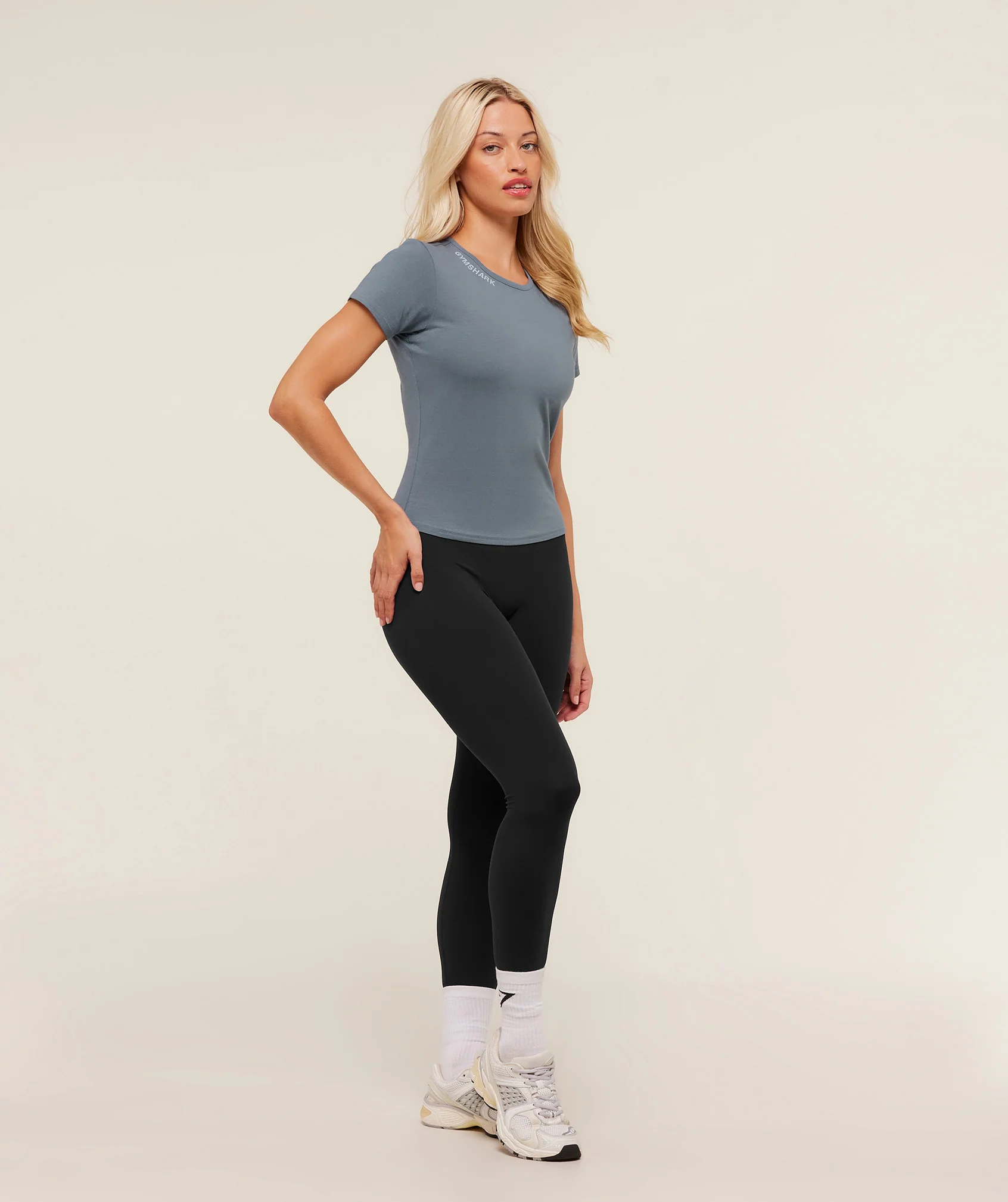 Gymshark Wordmark Logo Crop Top - Iron Blue - Image 4