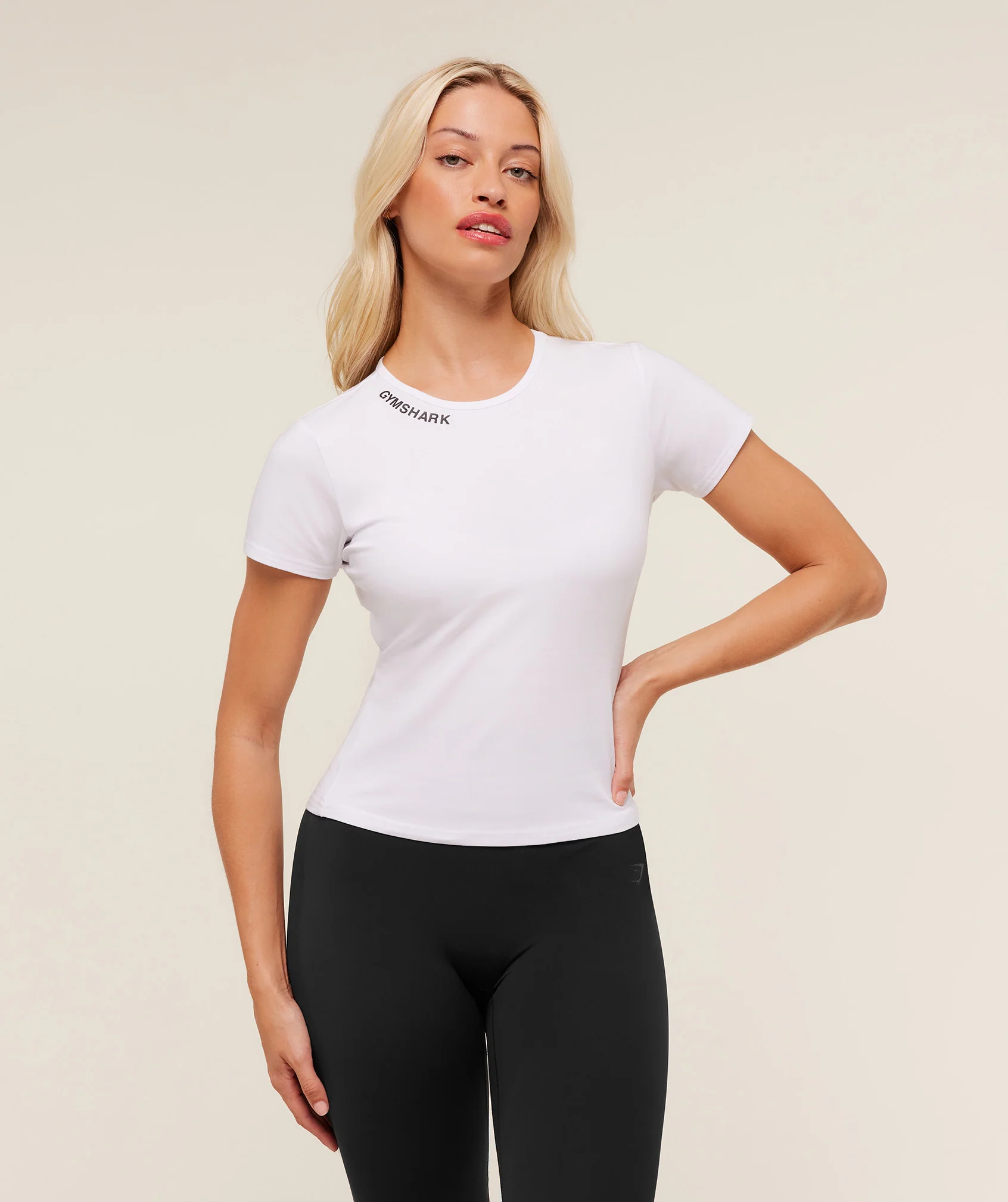 Gymshark Wordmark Logo Crop Top - White