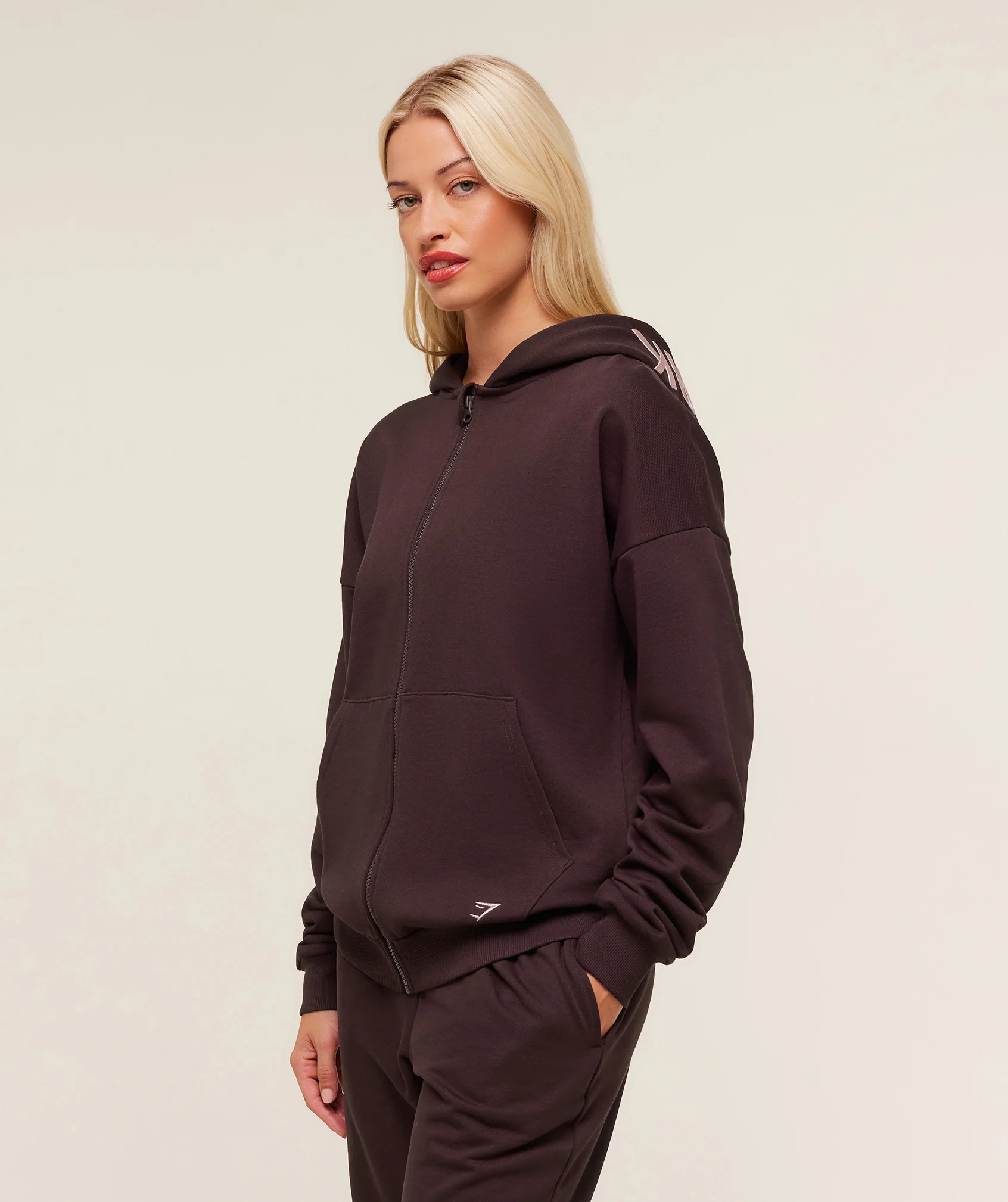Gymshark Embroidered Zip Up Hoodie - Cherry Purple - Image 3