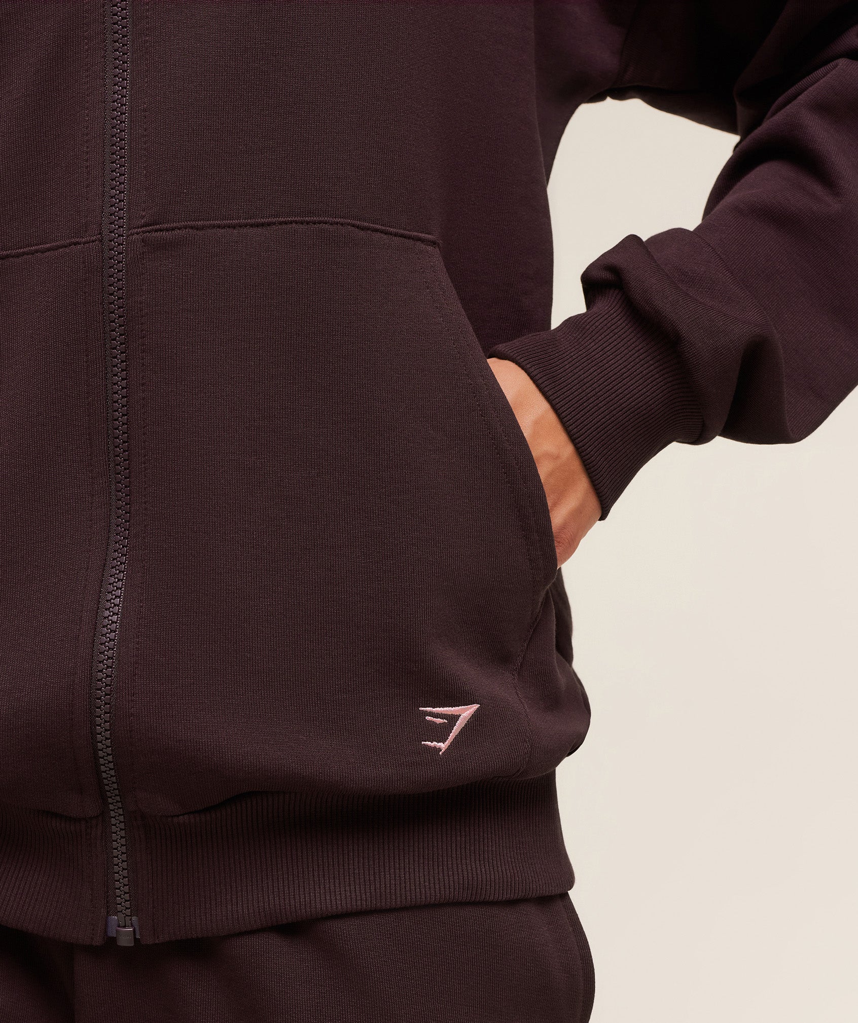 Gymshark Embroidered Zip Up Hoodie - Cherry Purple - Image 7