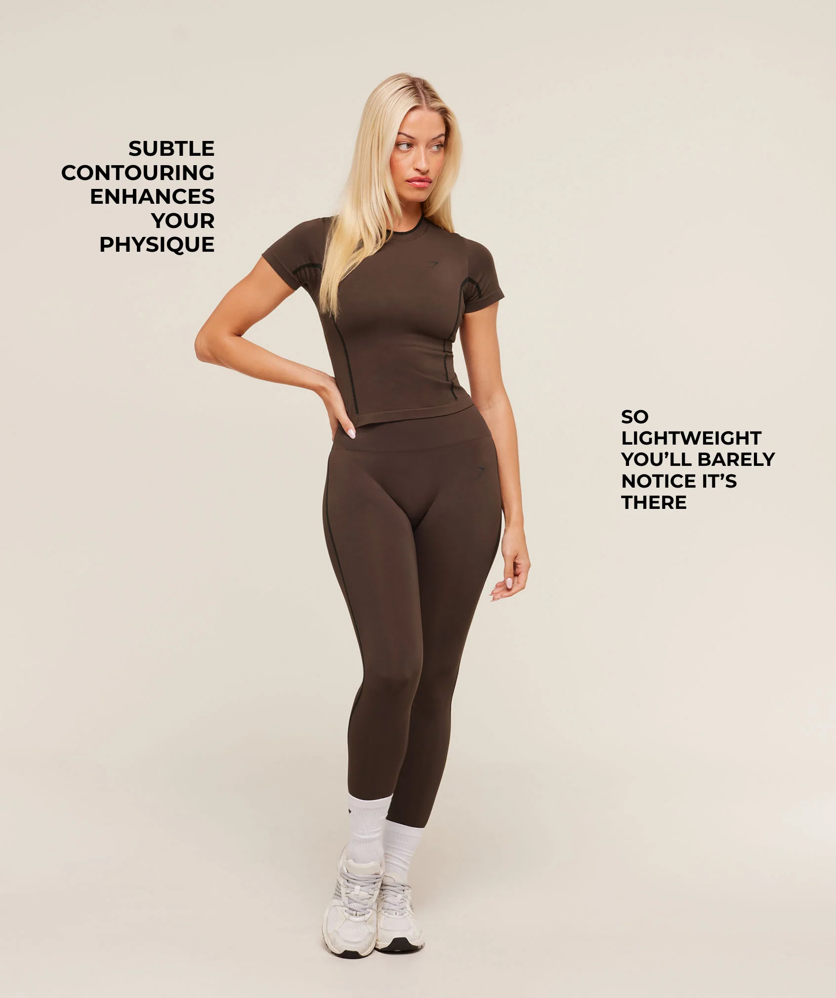 Gymshark Everyday Seamless Contrast Tee - GS Archive Brown/GS Black - Image 2