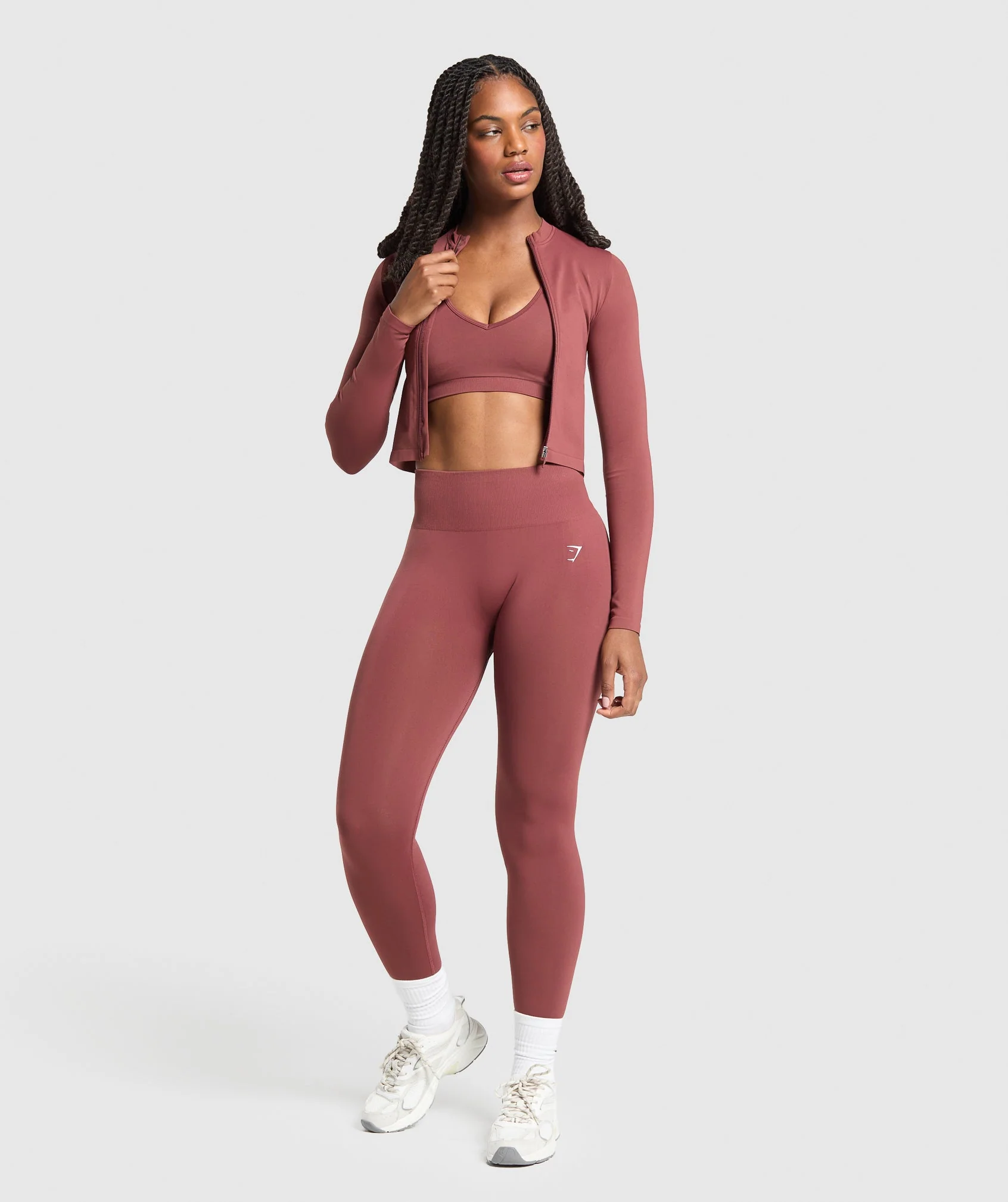 Gymshark Everyday Seamless Zip Tracktop - Burgundy Brown - Image 6