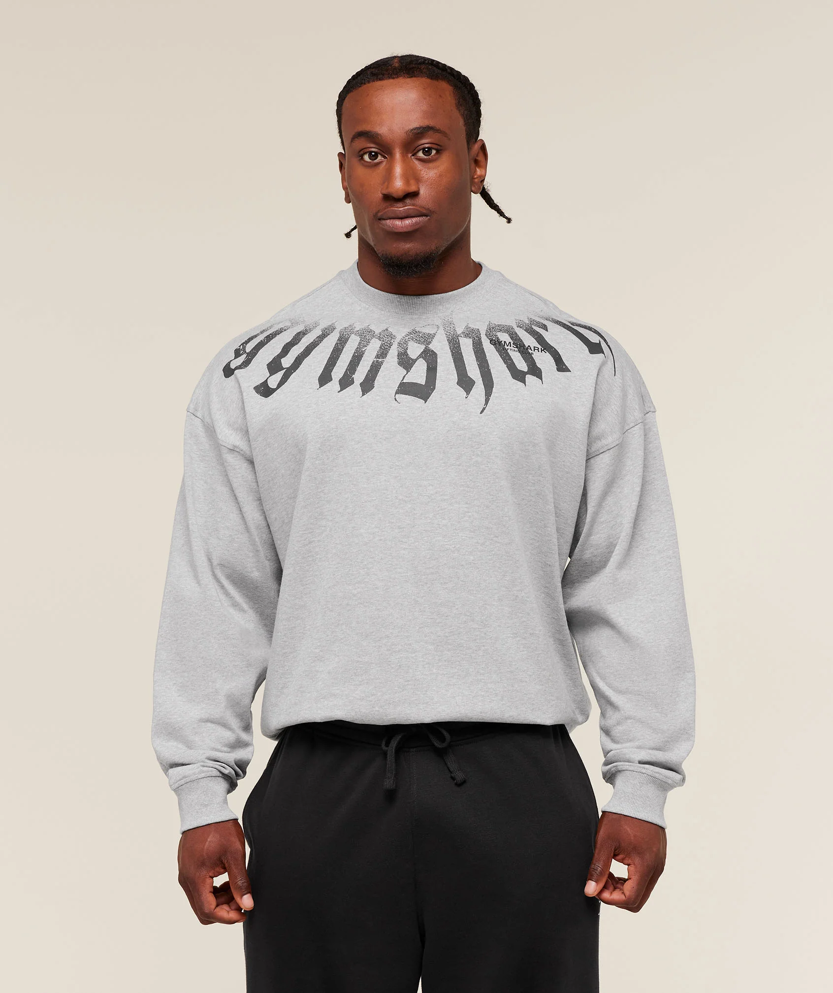 Gymshark Fade Graphic Long Sleeve T-Shirt - Light Grey Core Marl