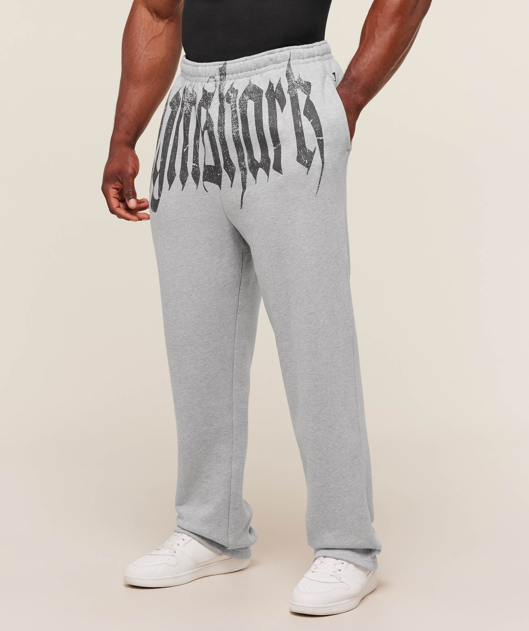 Gymshark Fade Graphic Straight Leg Joggers - Light Grey Core Marl - Image 3
