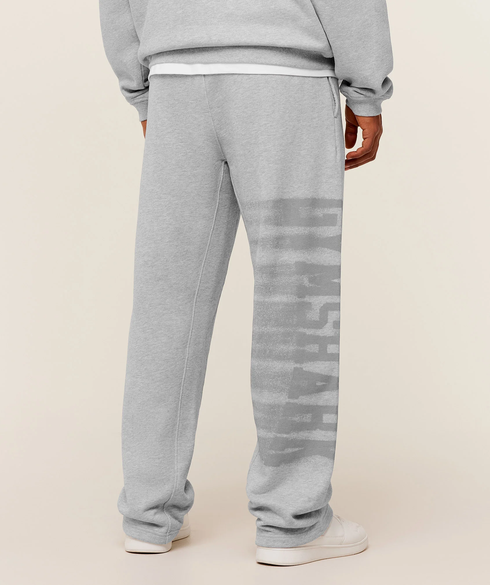 Gymshark Fade Graphic Straight Leg Pants - Light Grey Core Marl - Image 2