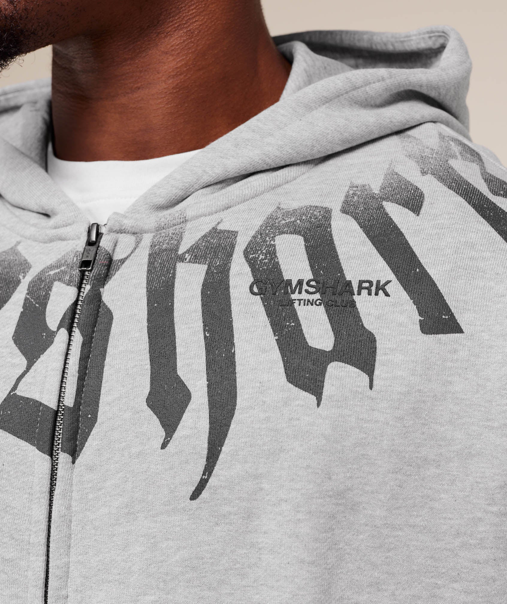 Gymshark Fade Graphic Zip Up Hoodie - Light Grey Core Marl - Image 5