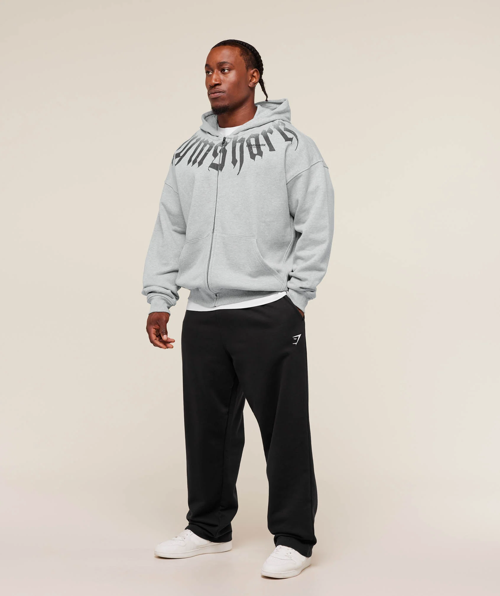 Gymshark Fade Graphic Zip Up Hoodie - Light Grey Core Marl - Image 6