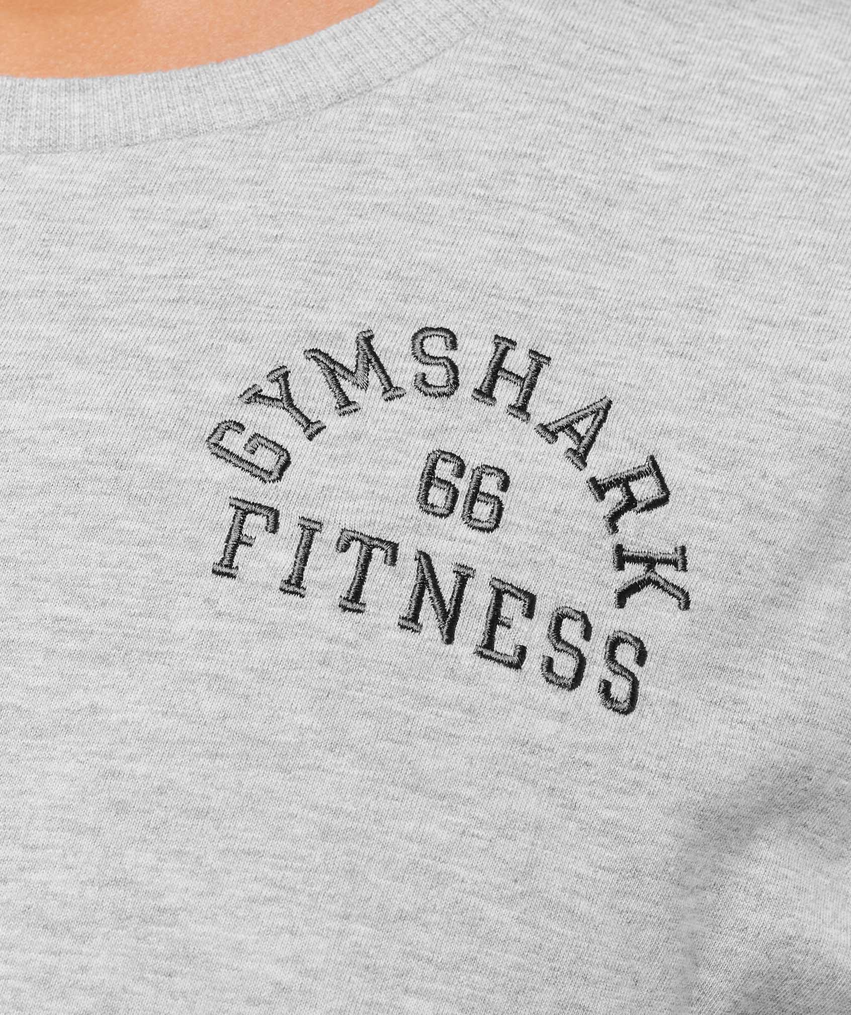 Gymshark Fitness Embroidered Graphic Oversized Crop Top - Light Grey Core Marl - Image 5