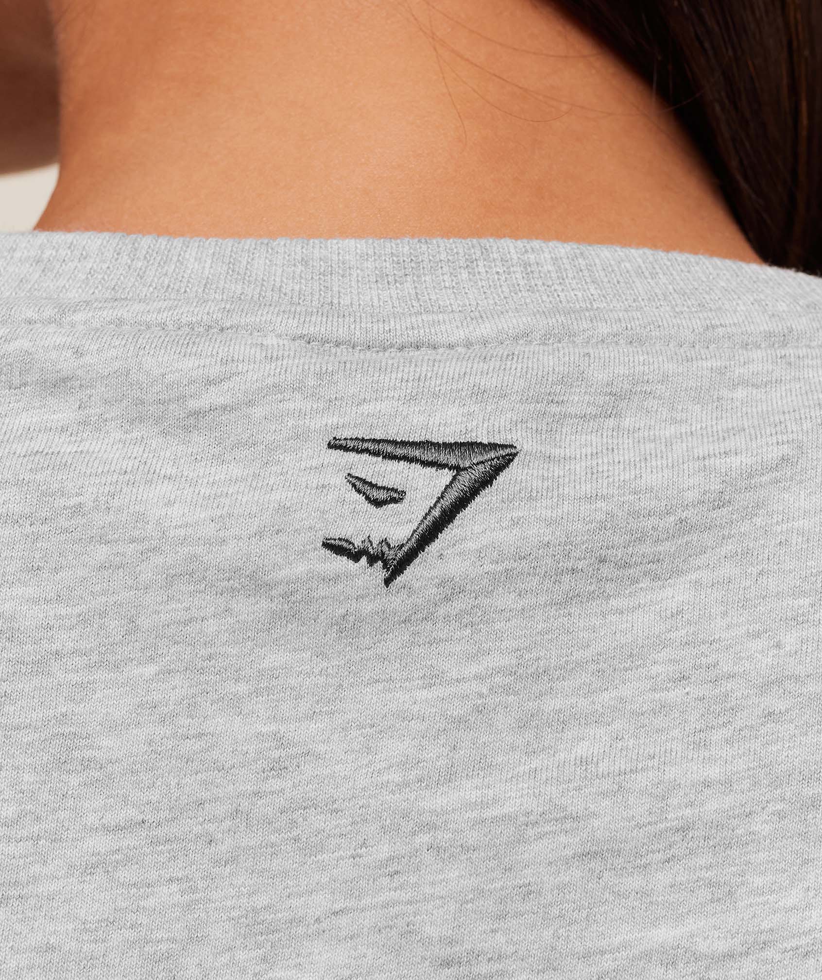 Gymshark Fitness Embroidered Graphic Oversized Crop Top - Light Grey Core Marl - Image 6