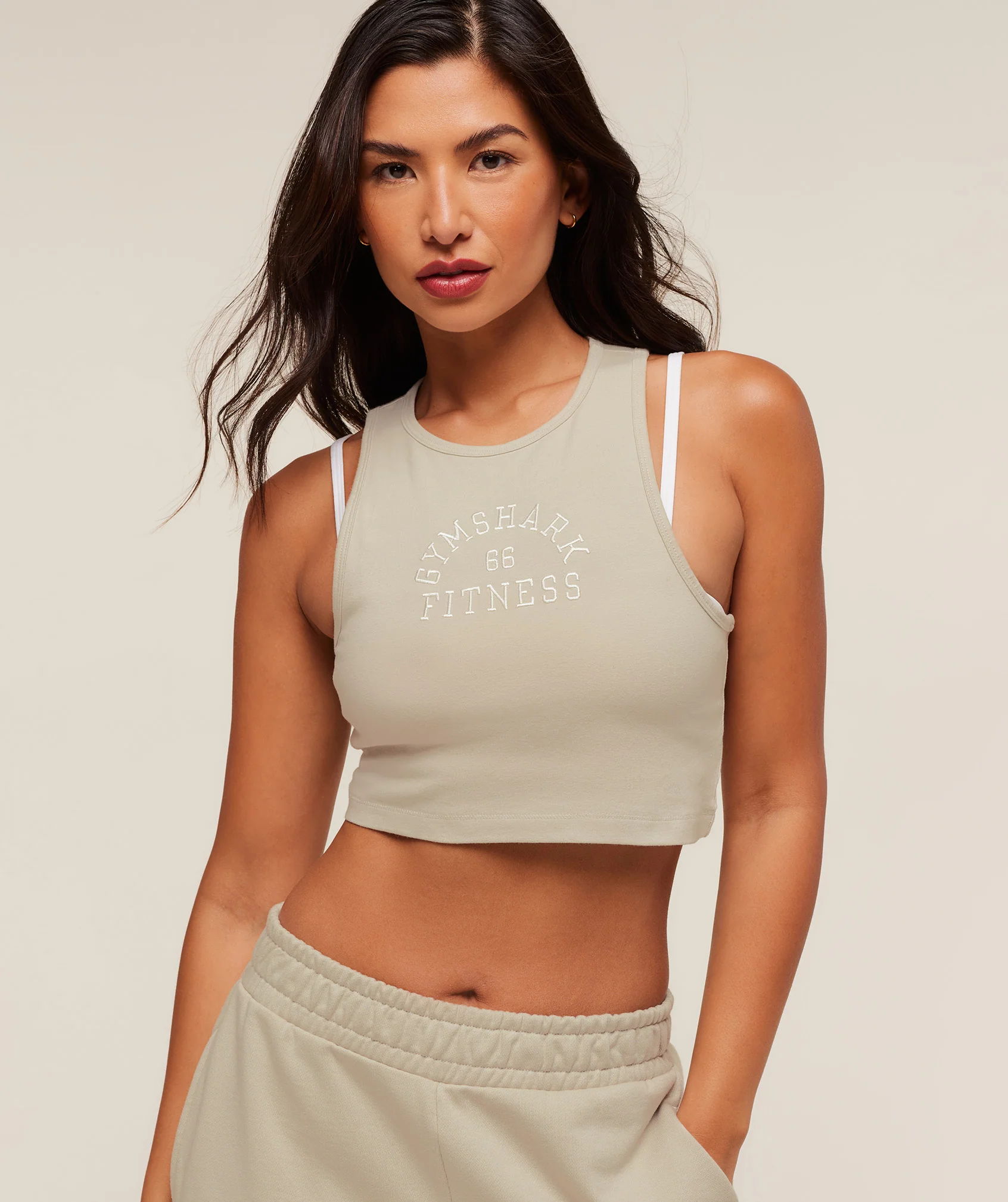 Gymshark Fitness Embroidered Graphic Tank - Pebble Grey - Image 5