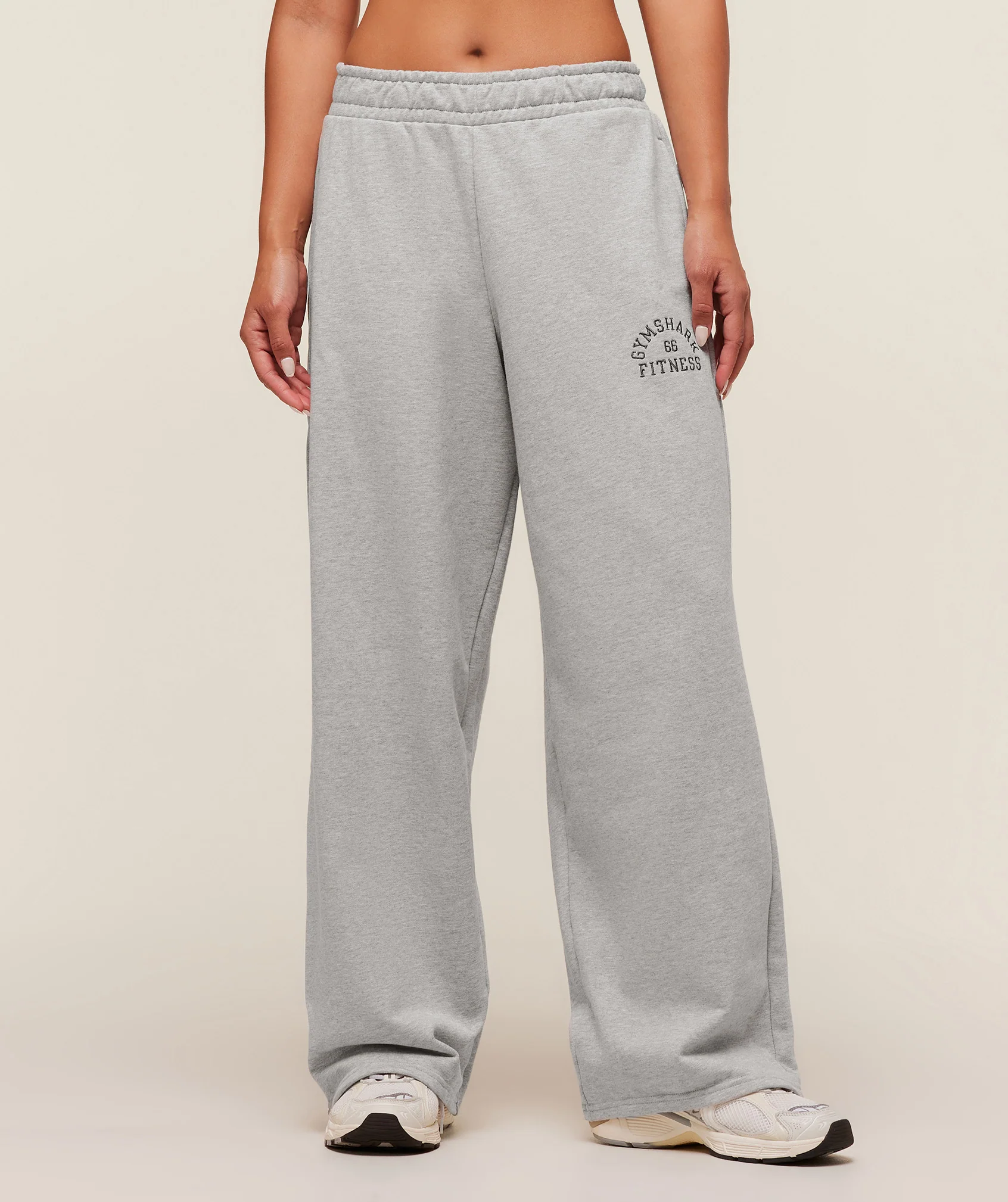Gymshark Fitness Embroidered Graphic Wide Leg Joggers - Light Grey Core Marl - Image 3