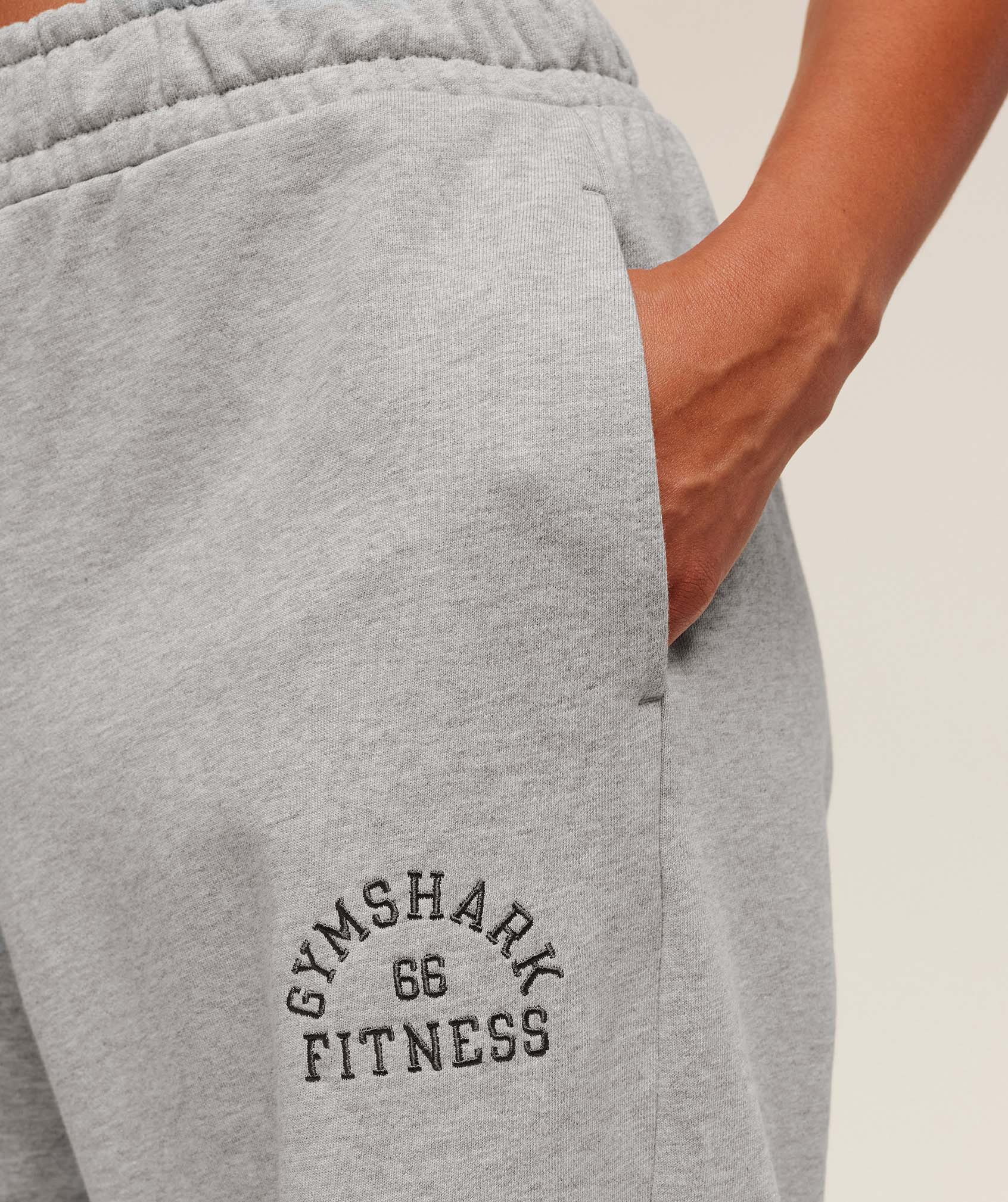 Gymshark Fitness Embroidered Graphic Wide Leg Joggers - Light Grey Core Marl - Image 5