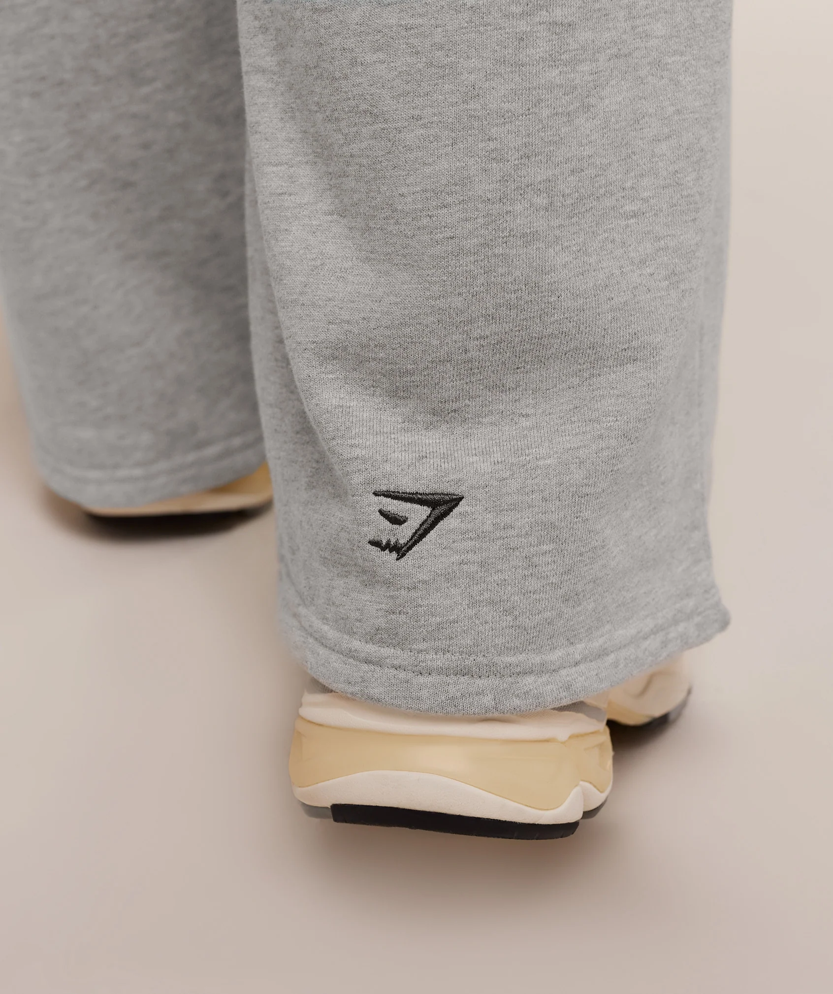 Gymshark Fitness Embroidered Graphic Wide Leg Joggers - Light Grey Core Marl - Image 6