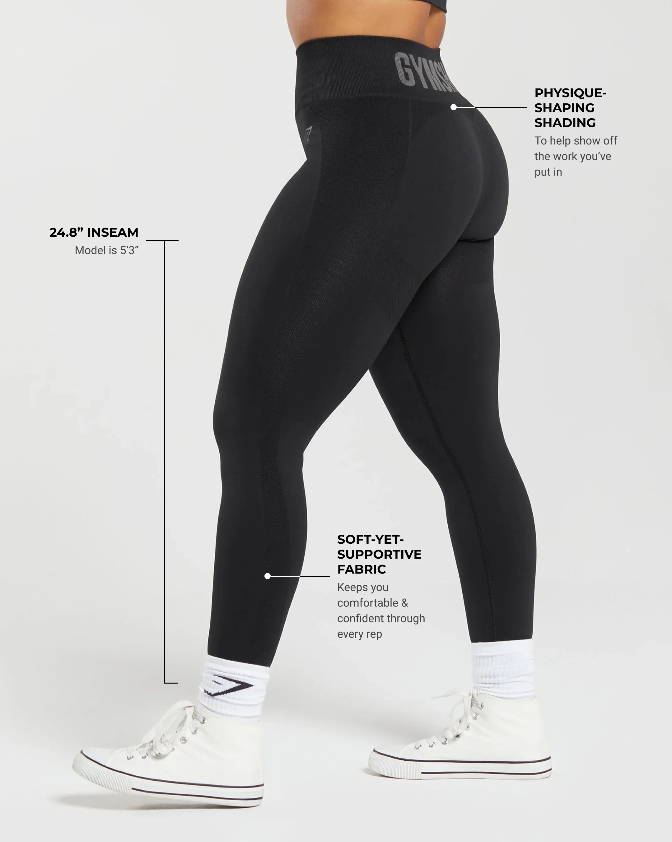 Gymshark Flex High Waisted Leggings - Black - Image 3