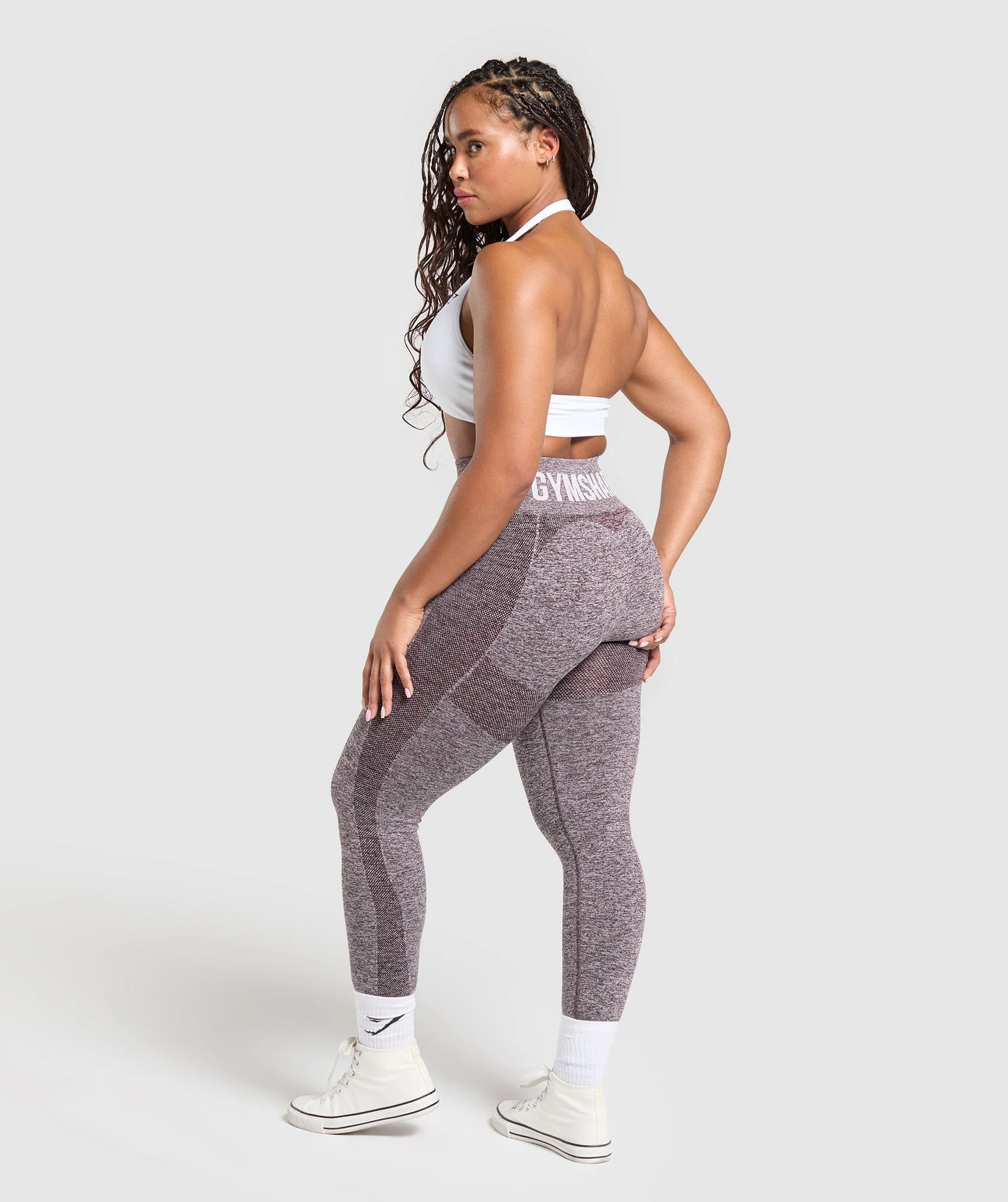 Gymshark Flex High Waisted Leggings - Plum Brown/White Marl - Image 6