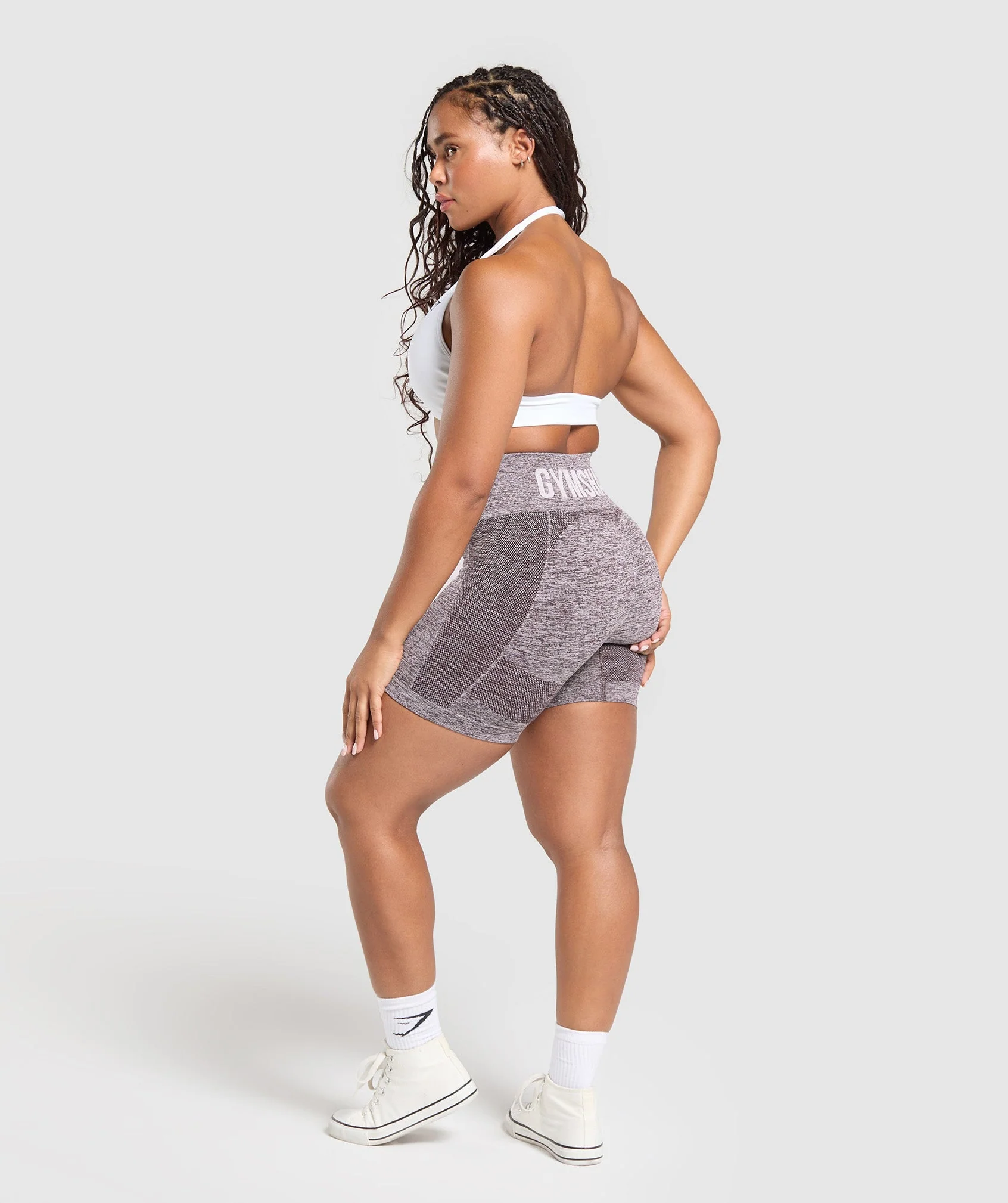 Gymshark Flex Shorts - Plum Brown/White Marl - Image 4