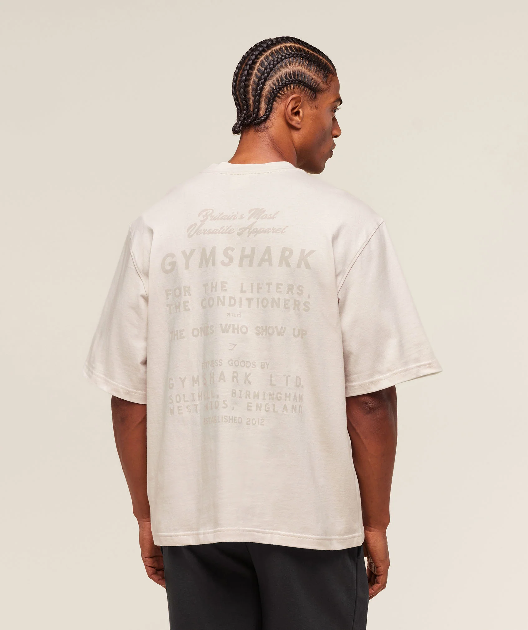 Gymshark For The Lifters Boxy T-Shirt - Oat White - Image 2