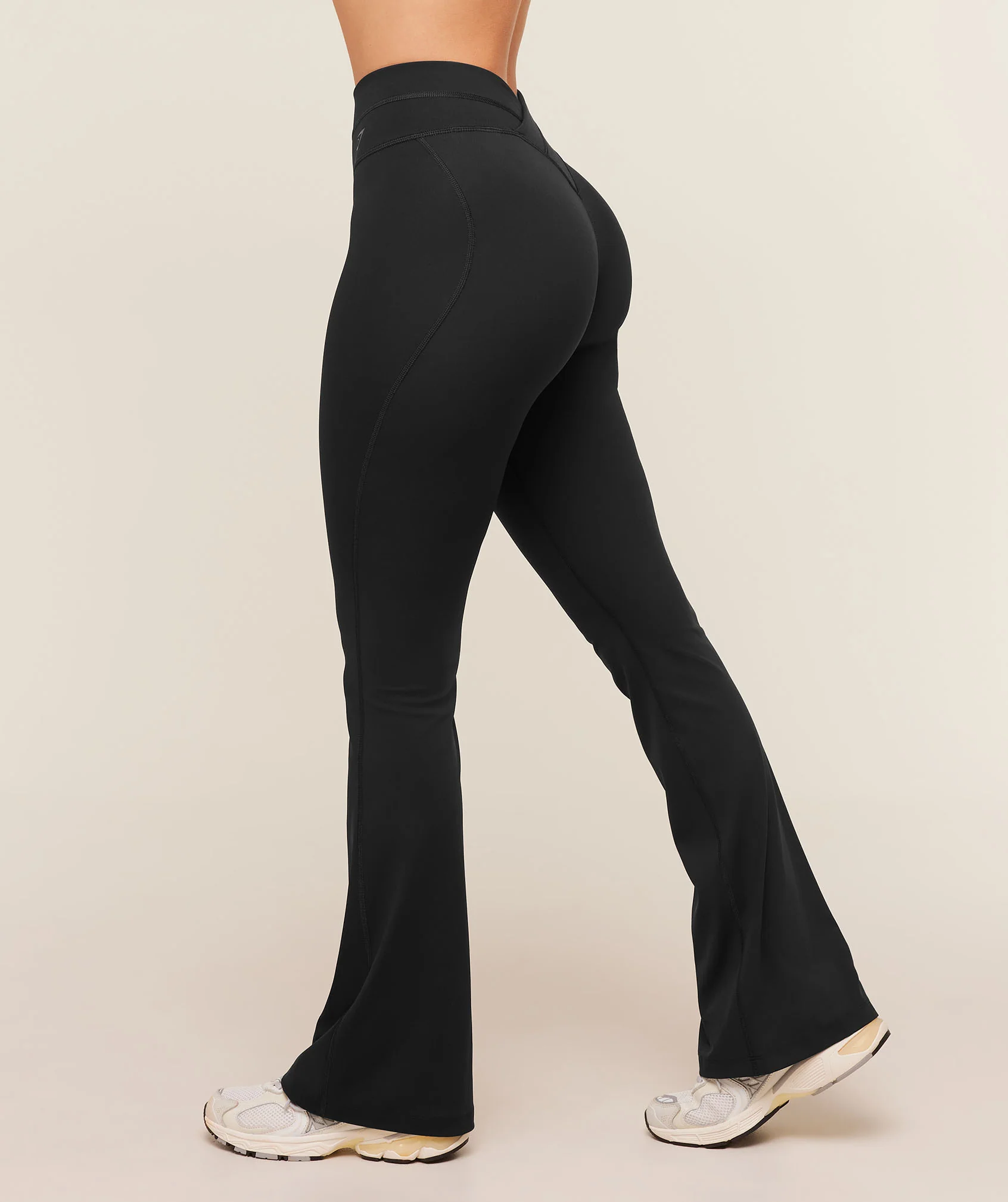 Gymshark Crossover Back Flared Leggings - Black - Image 3