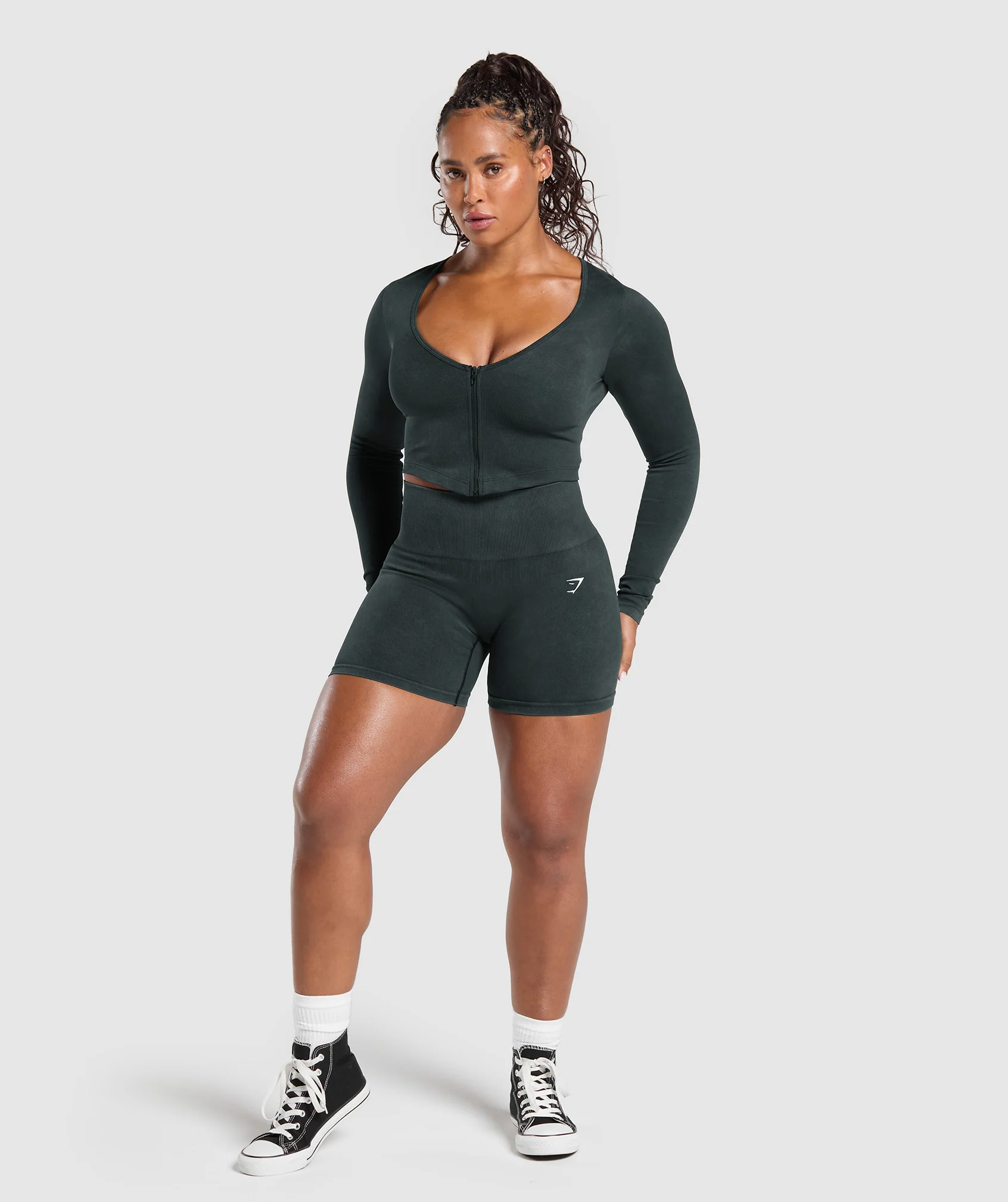 Gymshark Gains Seamless Washed Zip Up Jacket - Black - Image 4