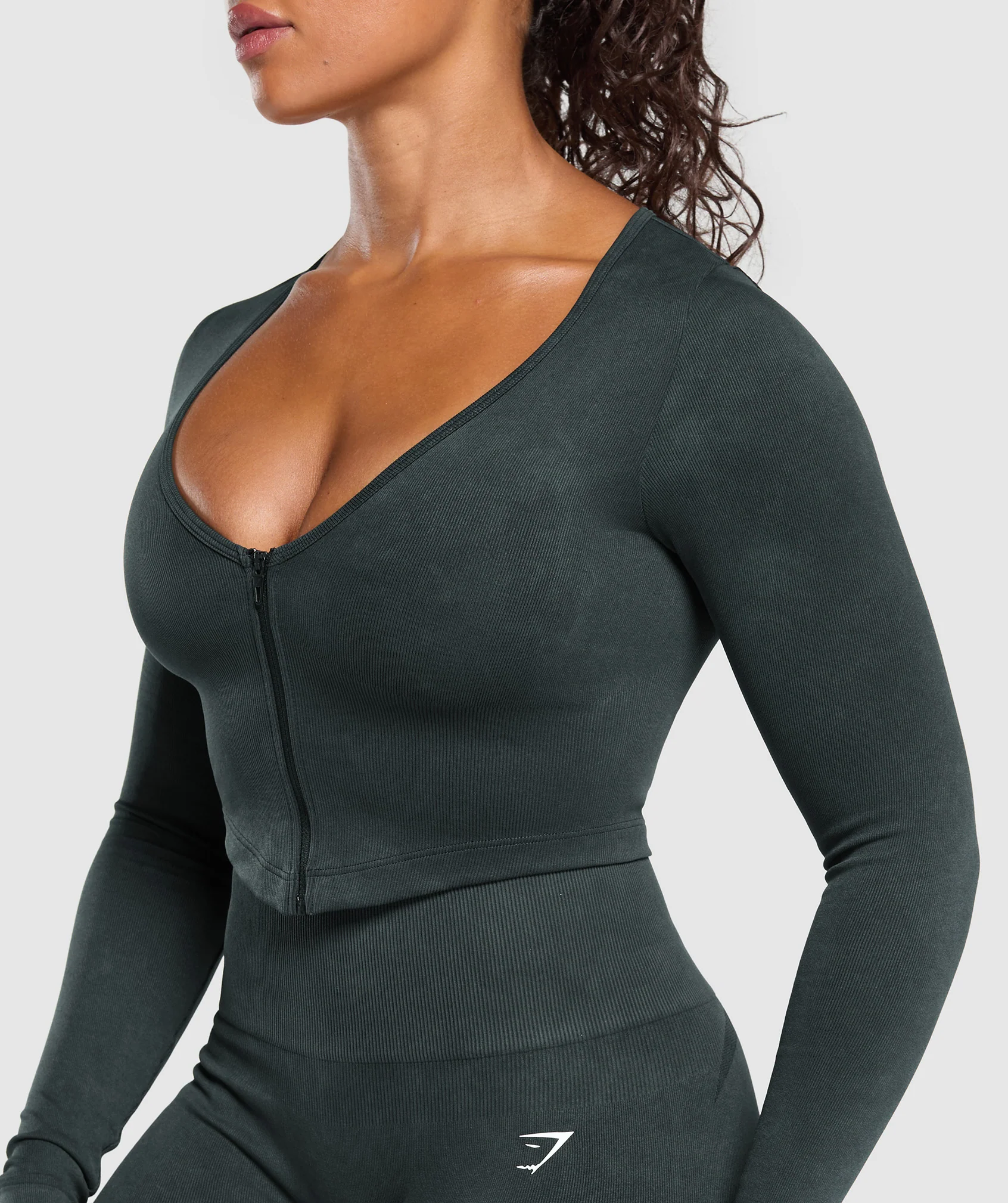 Gymshark Gains Seamless Washed Zip Up Jacket - Black - Image 6