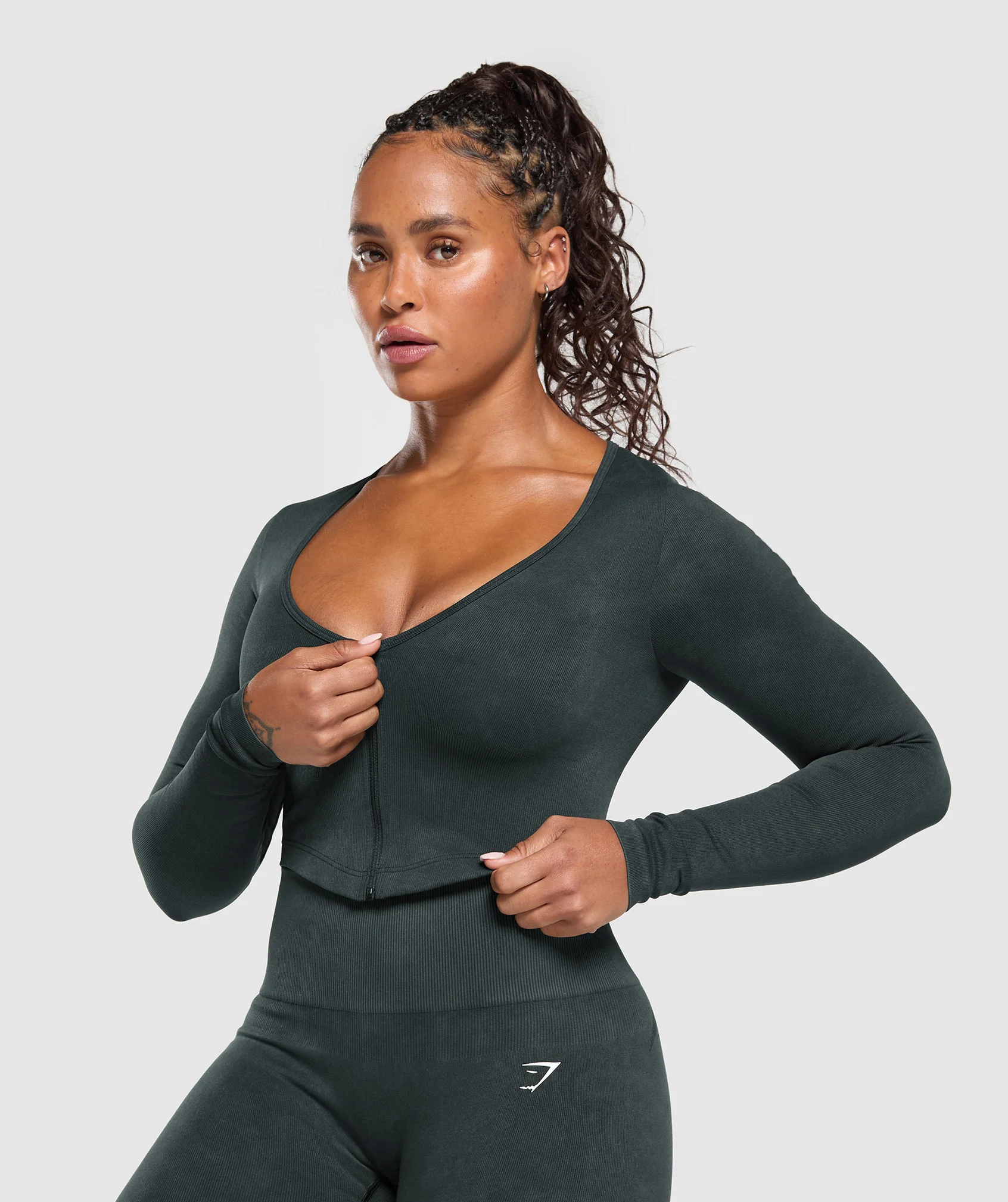 Gymshark Gains Seamless Washed Zip Up Jacket - Black - Image 7