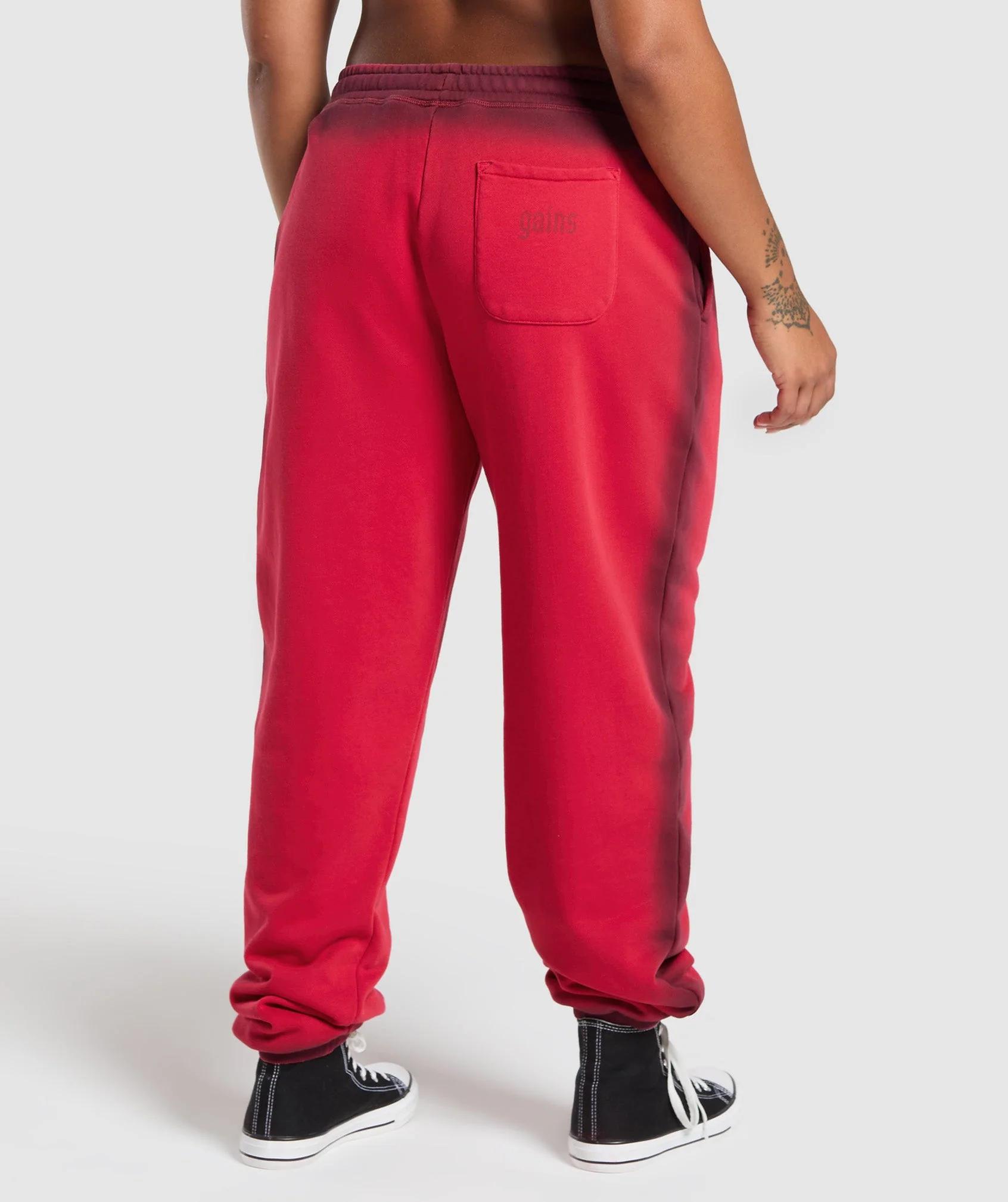 Gymshark Gains Washed Loopback Joggers - Red - Image 2