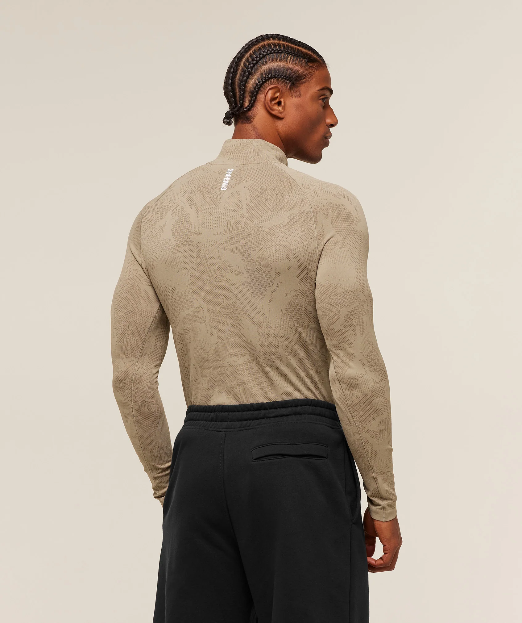 Gymshark Geo Seamless 1/4 Zip - Cement Brown/Soul Brown - Image 2