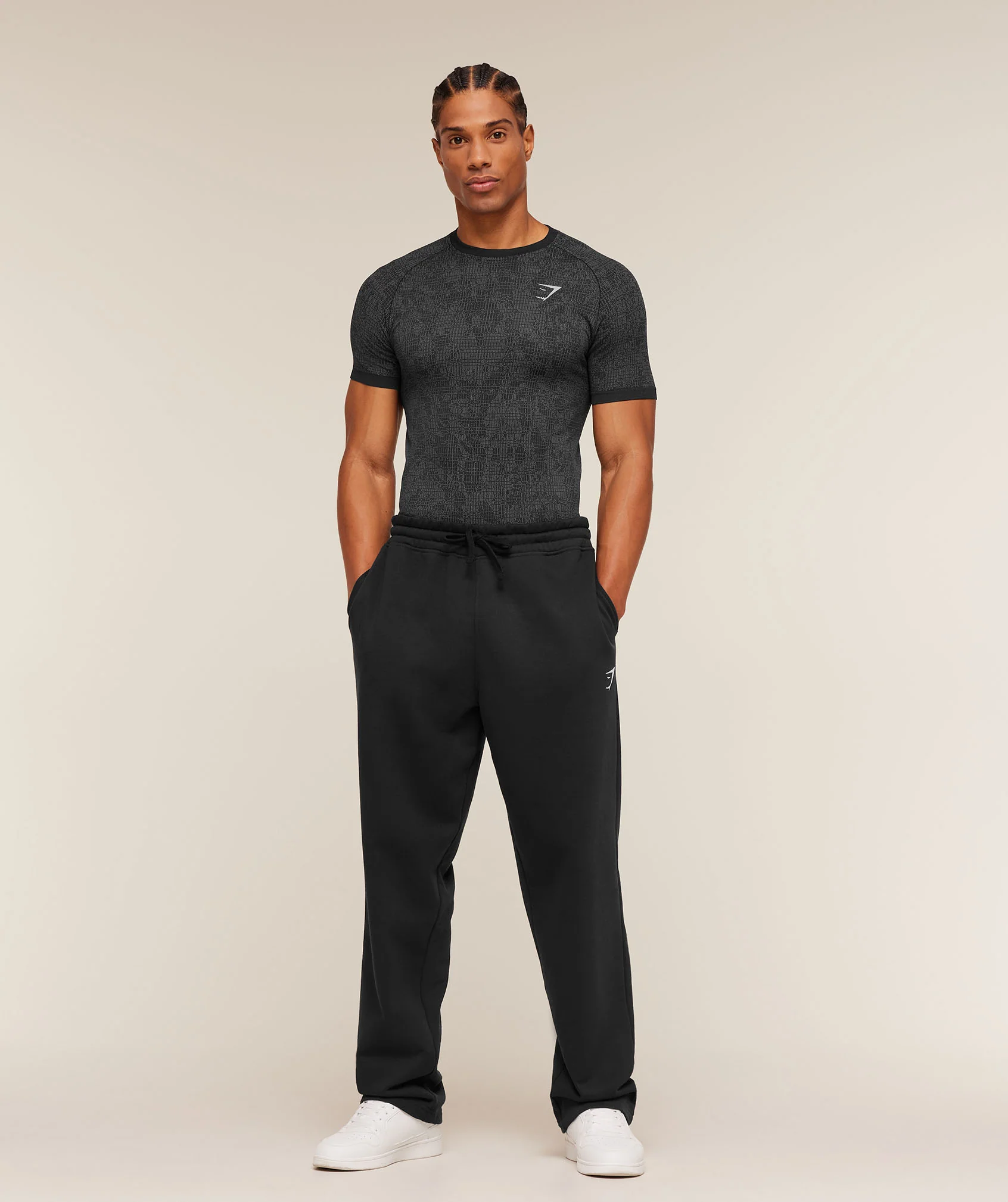 Gymshark Geo Seamless Grid T-Shirt - Black/Smokey Grey - Image 6