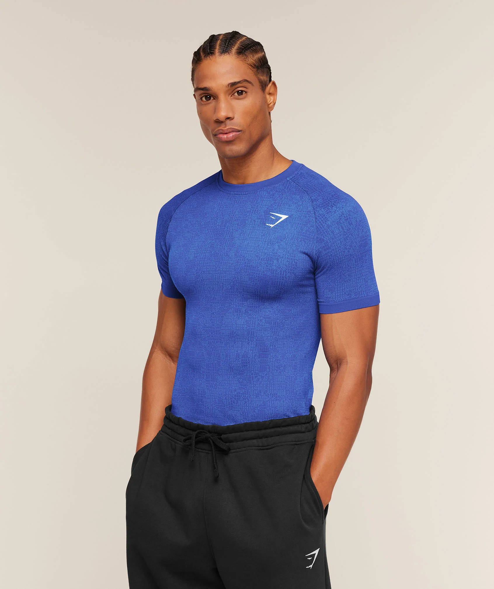 Gymshark Geo Seamless Grid T-Shirt - Force Blue/Steady Purple - Image 4