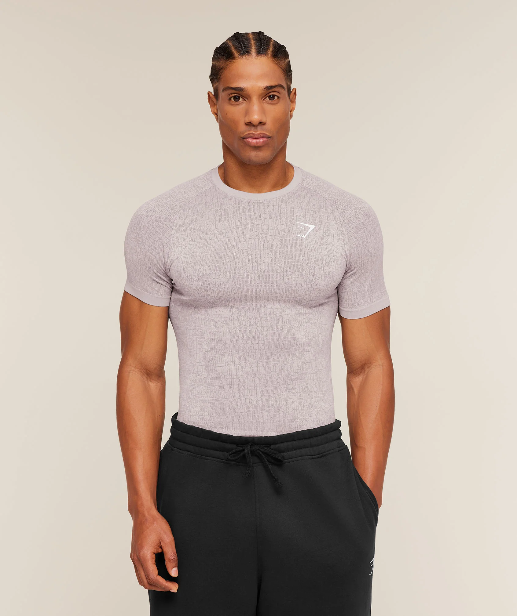 Gymshark Geo Seamless Grid T-Shirt - Dawn Purple/Dusk Purple - Image 3