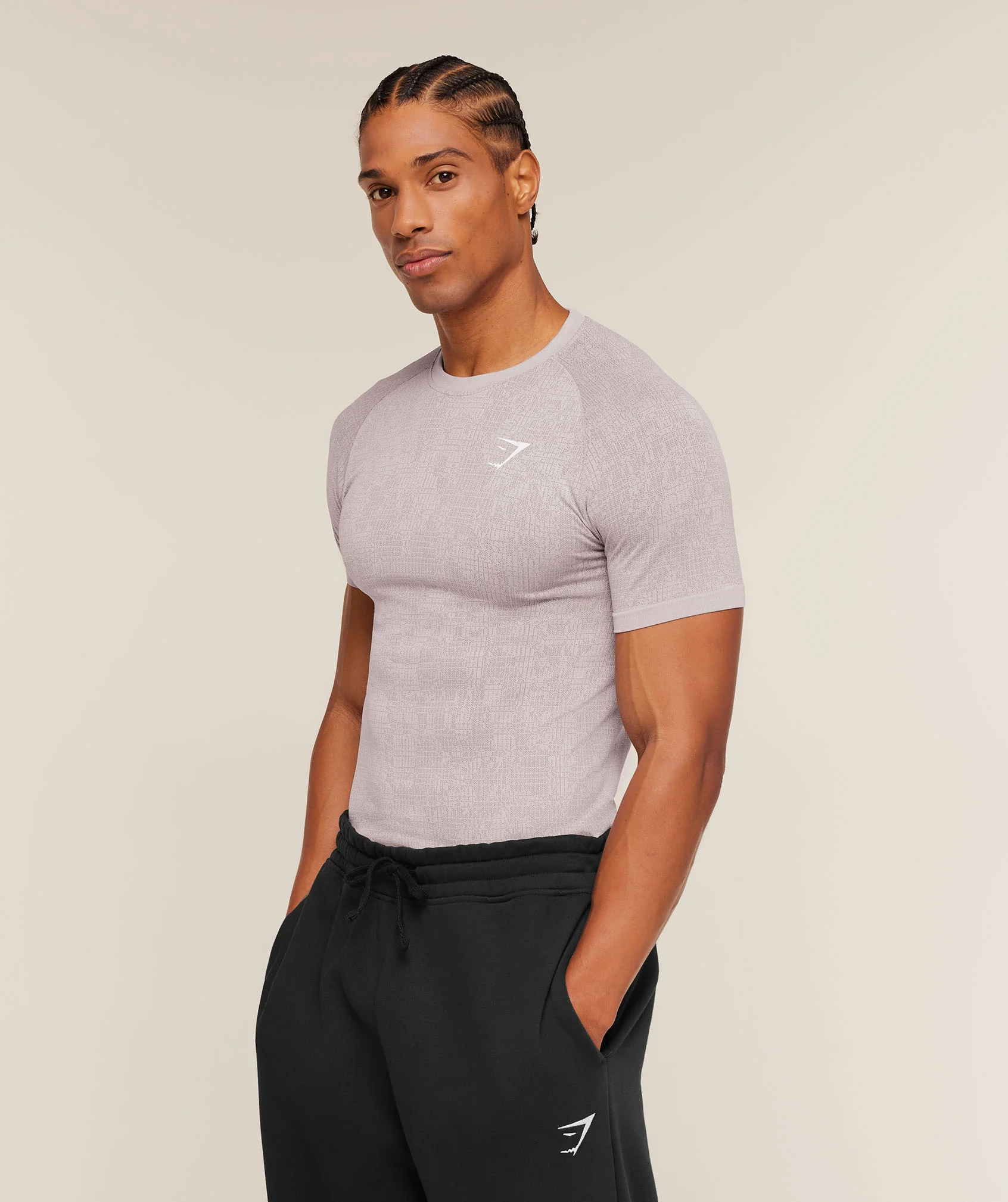 Gymshark Geo Seamless Grid T-Shirt - Dawn Purple/Dusk Purple - Image 4