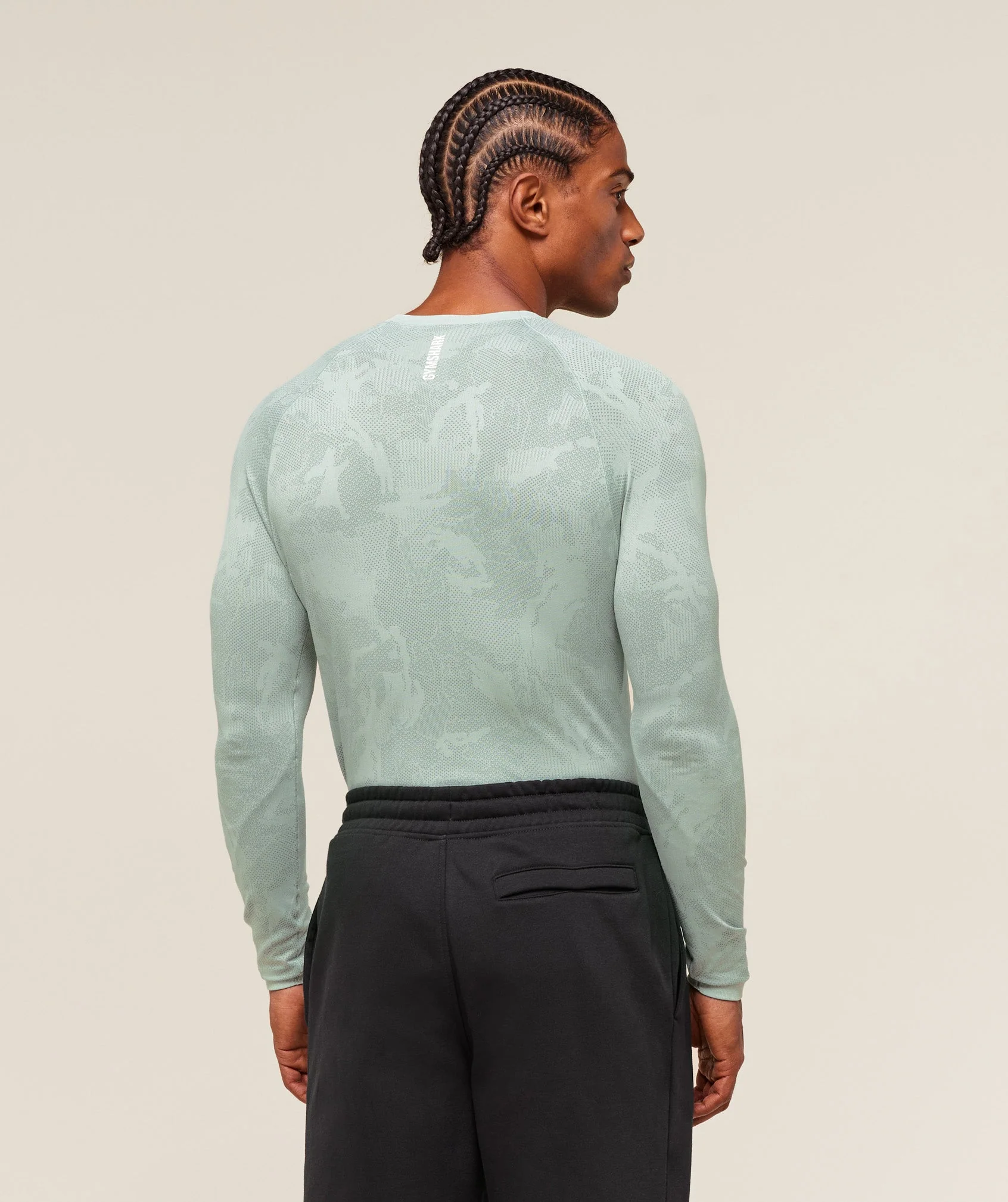 Gymshark Geo Seamless Long Sleeve T-Shirt - Morning Blue/Celeste Blue - Image 2