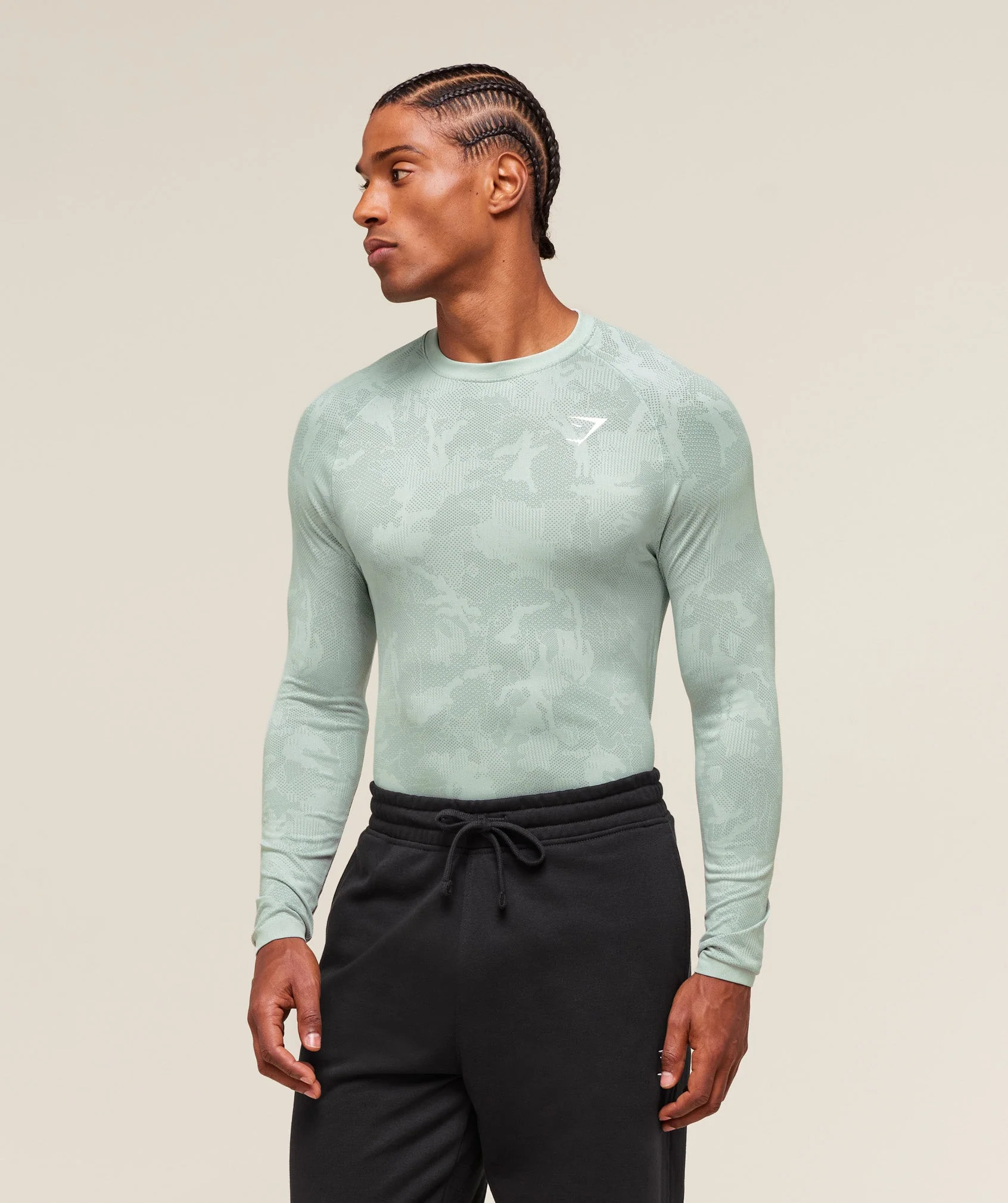 Gymshark Geo Seamless Long Sleeve T-Shirt - Morning Blue/Celeste Blue - Image 3