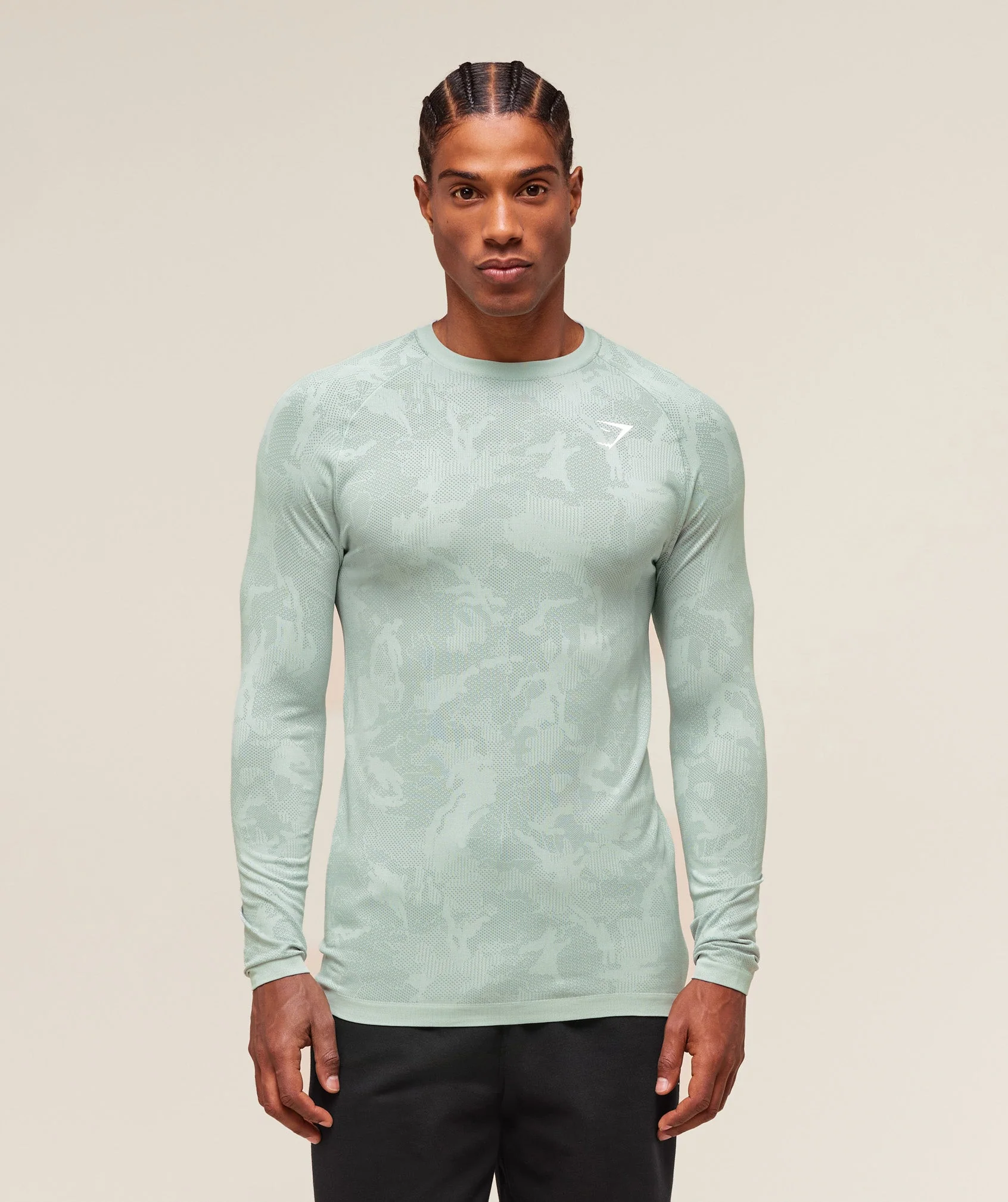 Gymshark Geo Seamless Long Sleeve T-Shirt - Morning Blue/Celeste Blue - Image 4