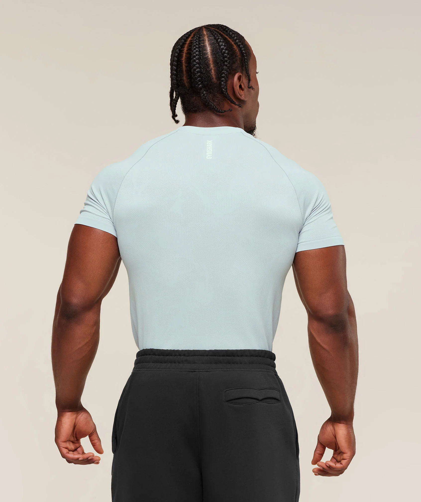 Gymshark Geo Seamless T-Shirt - Smoke Blue/Soft White - Image 2