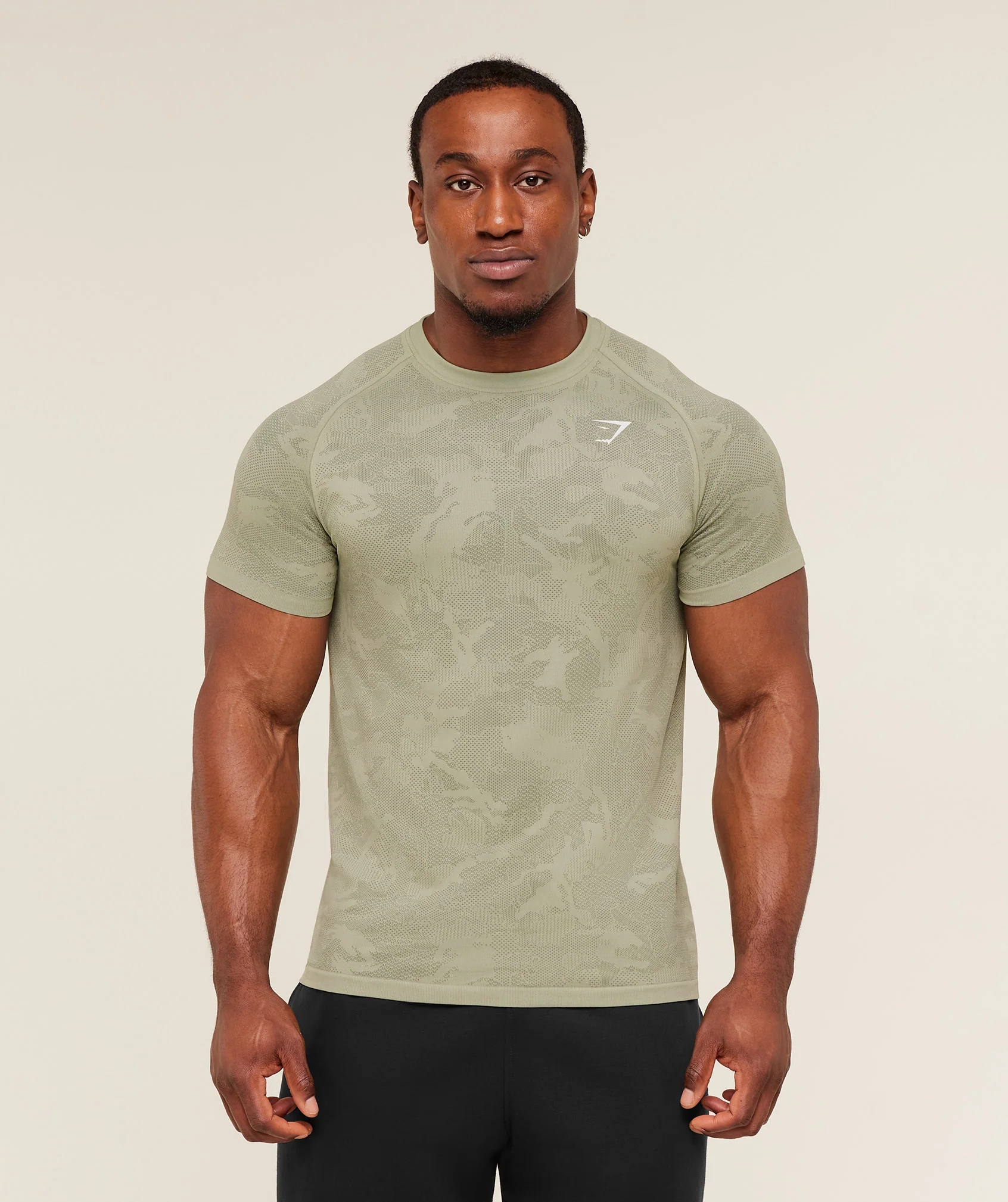 Gymshark Geo Seamless T-Shirt -  Haze Green /  Unit Green - Image 4