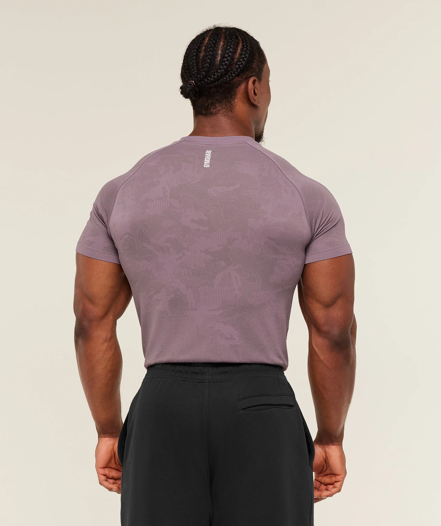 Gymshark Geo Seamless T-Shirt - Dusk Purple / Cool Brown - Image 2