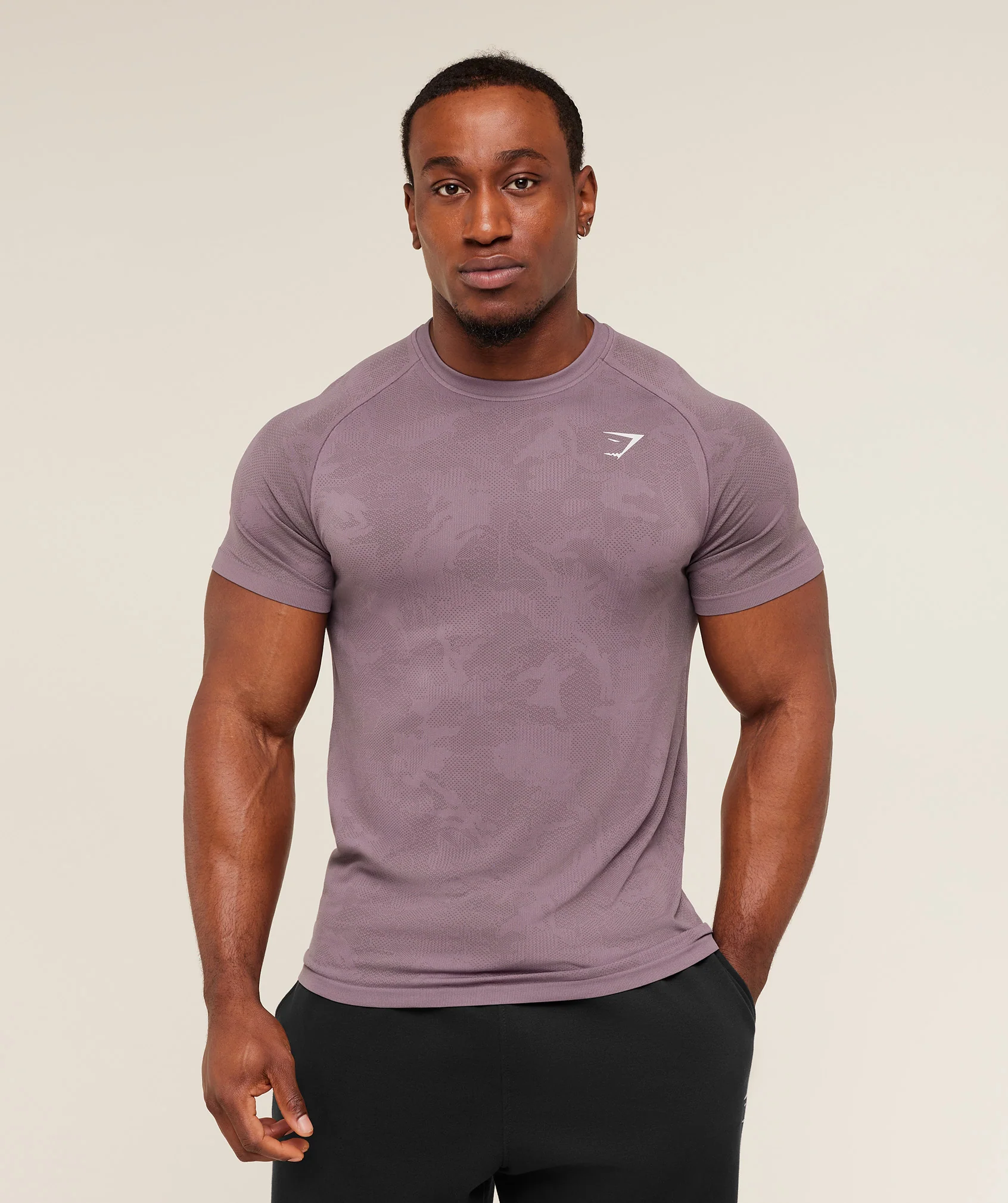 Gymshark Geo Seamless T-Shirt - Dusk Purple / Cool Brown - Image 3